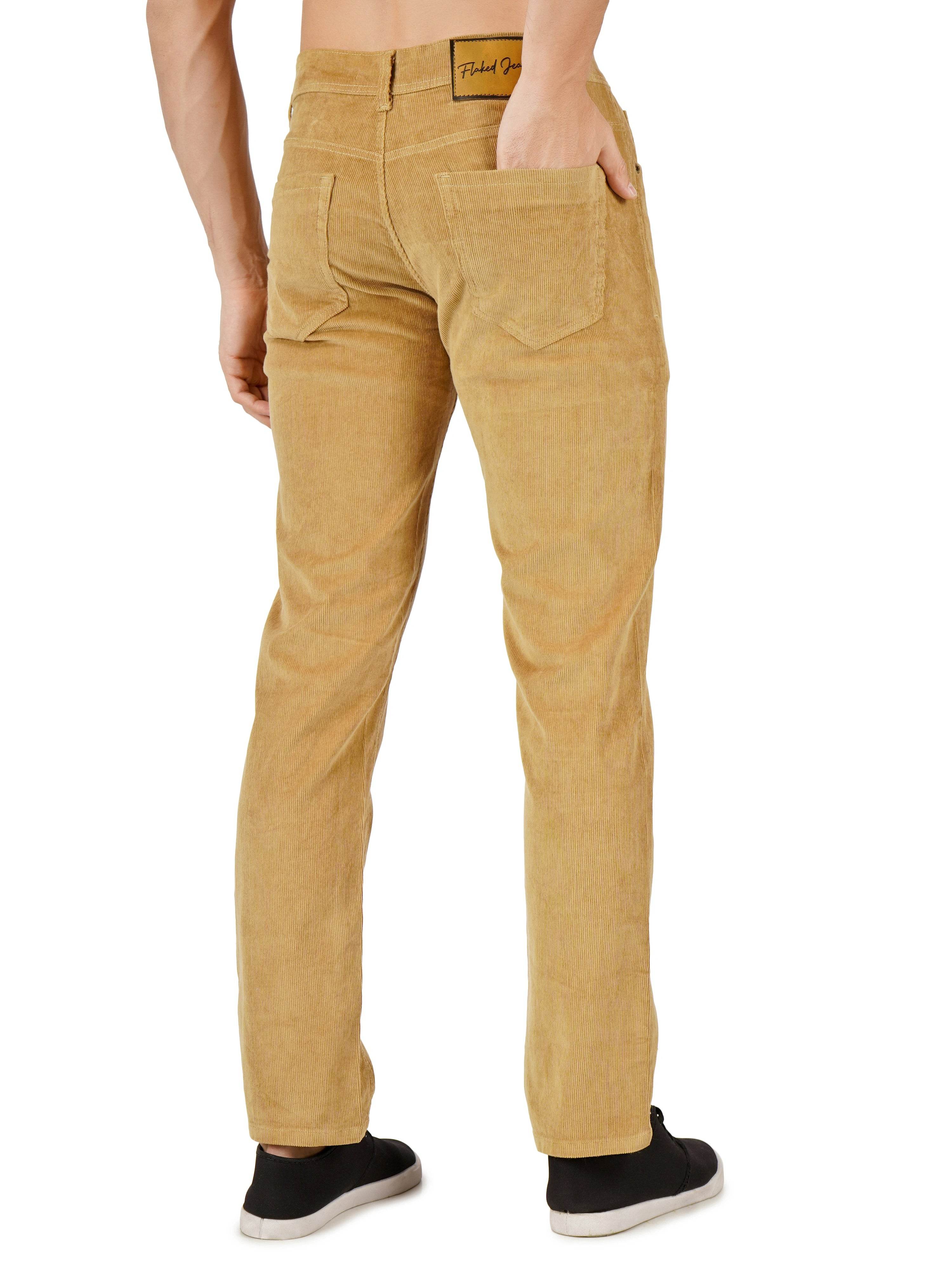 Corduroy Regular Fit Stretchable Jeans – Caramel Tan - Flaked