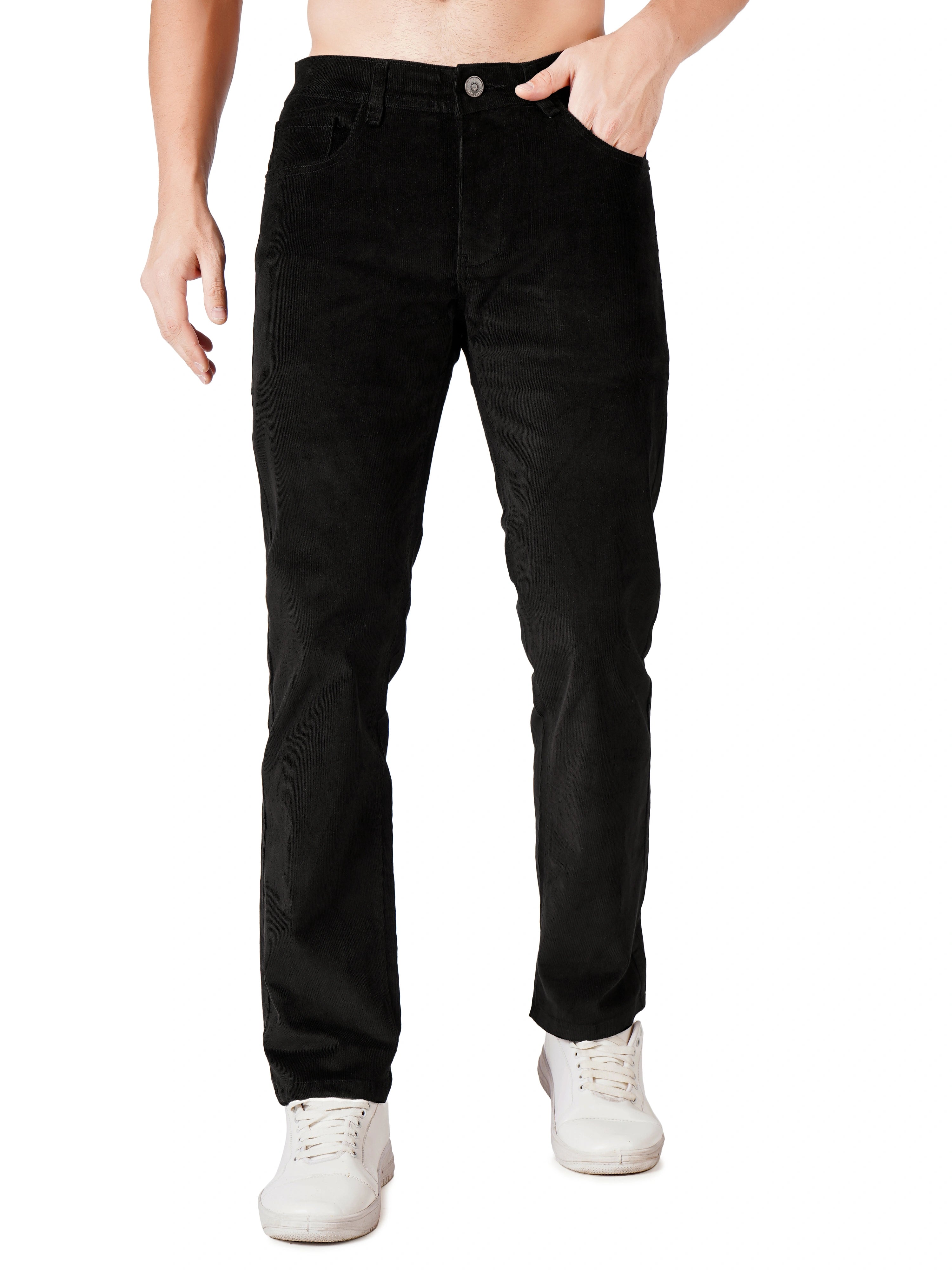 Corduroy Regular Fit Stretchable Jeans – Carbon Black