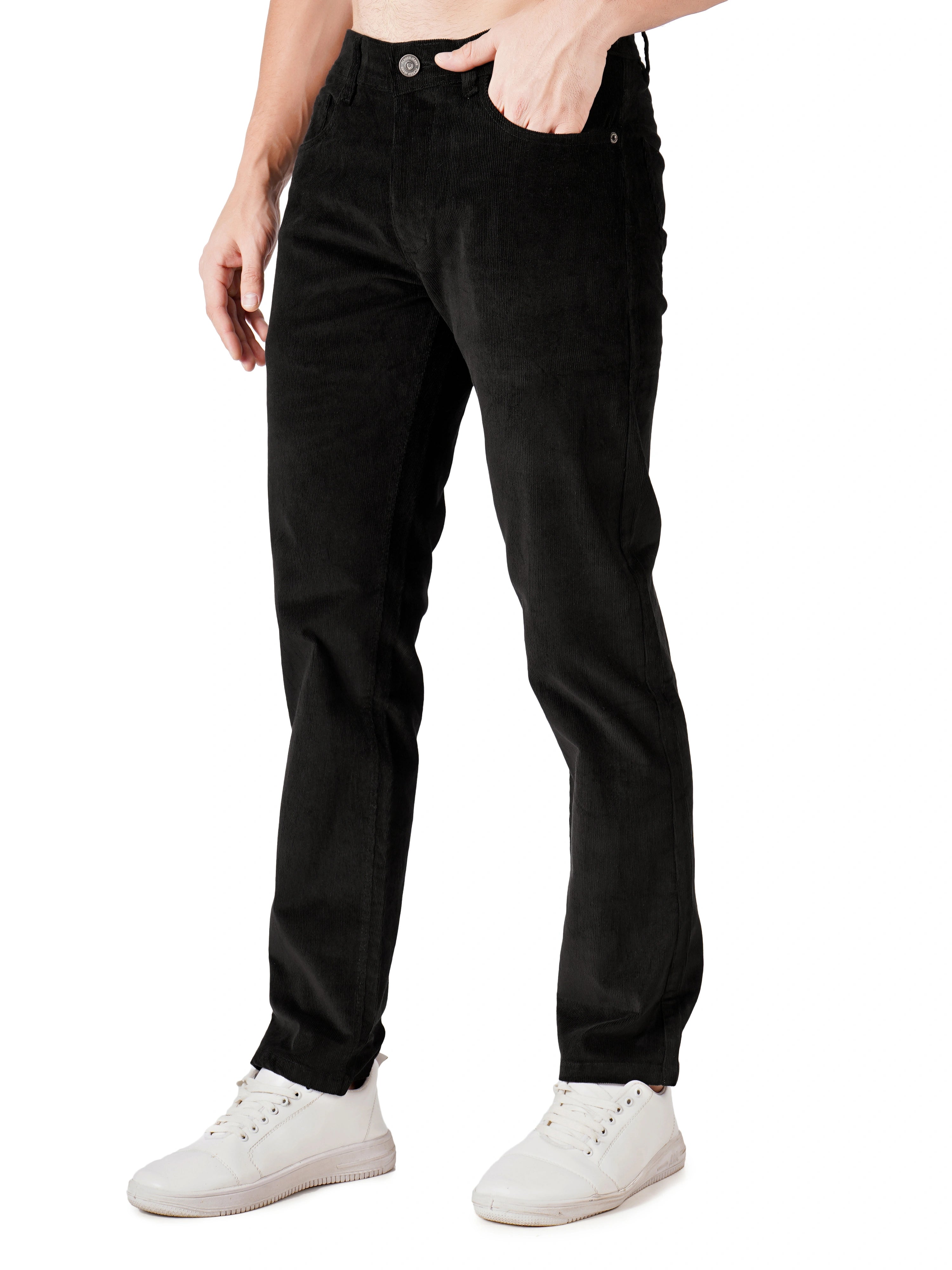 Corduroy Regular Fit Stretchable Jeans – Carbon Black