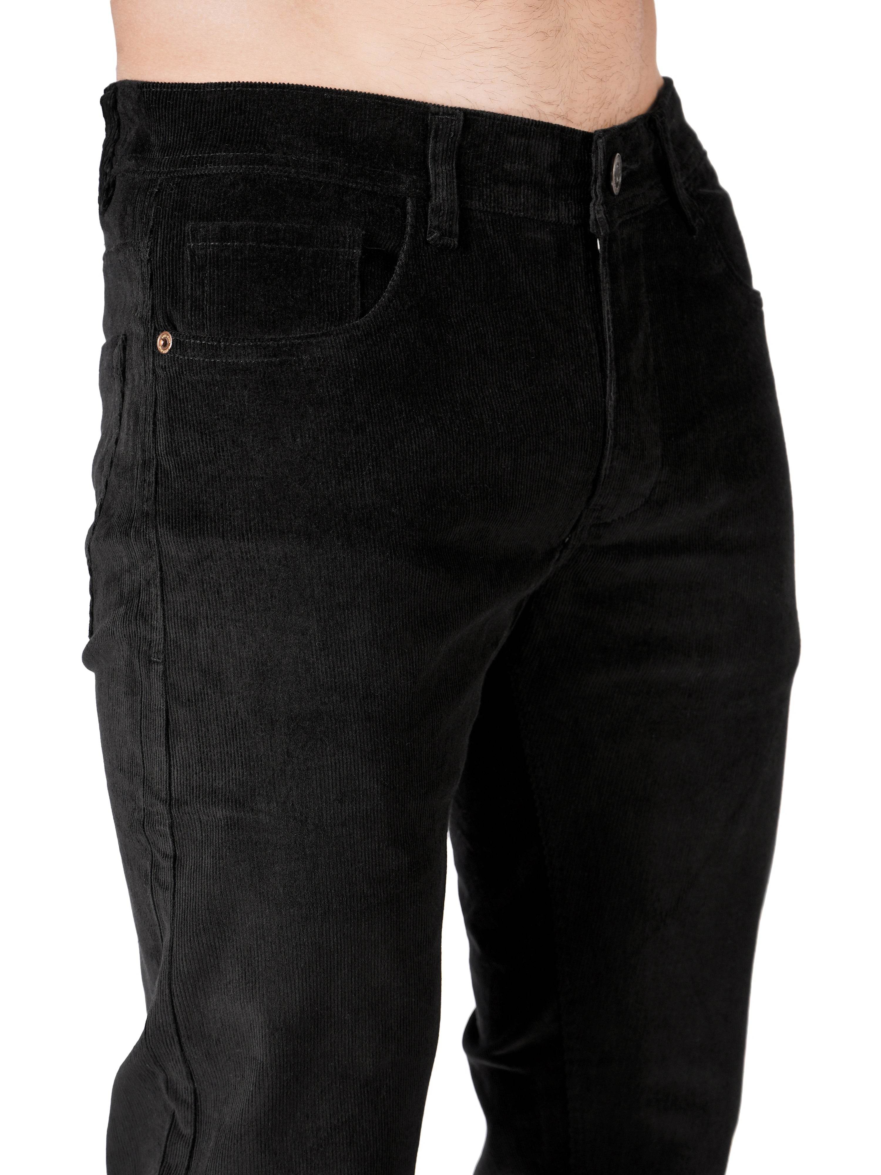 Corduroy Regular Fit Stretchable Jeans – Carbon Black - Flaked