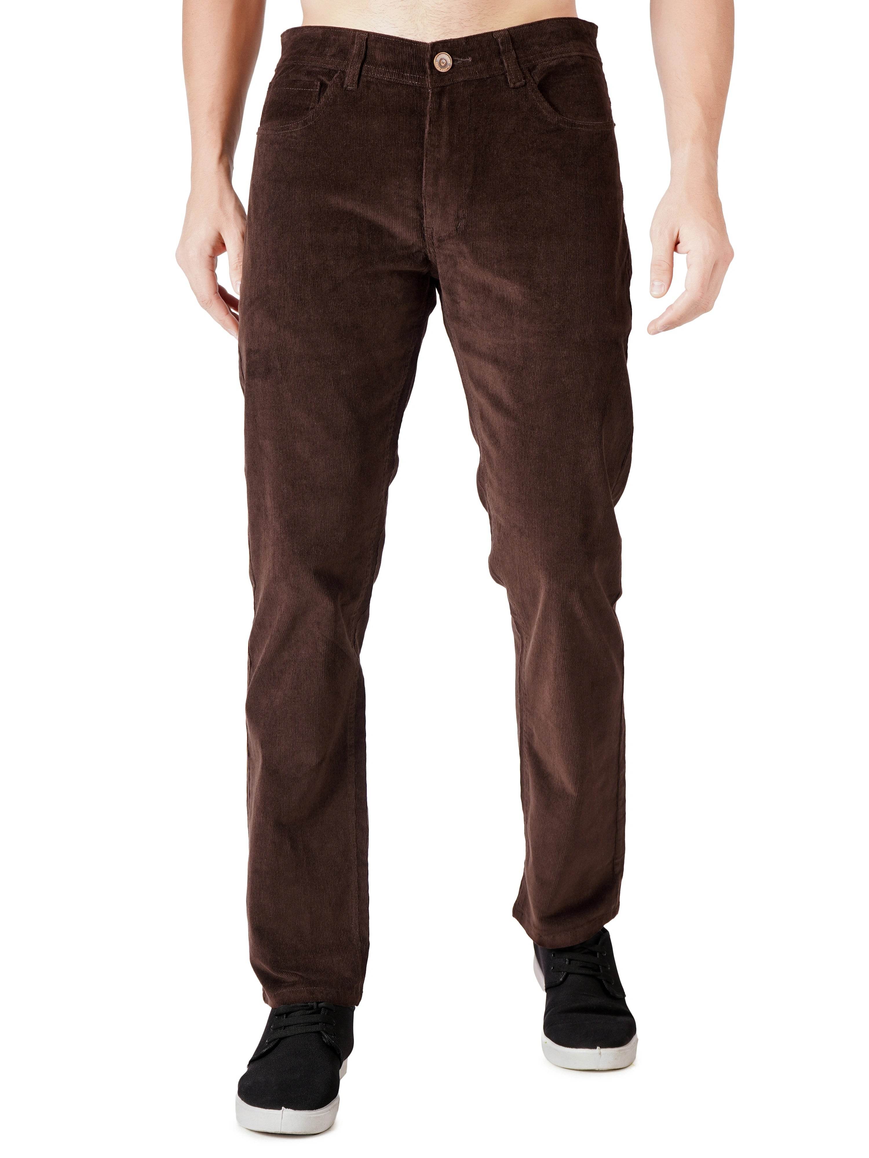 Corduroy Regular Fit Stretchable Jeans– Dark Roast - Flaked