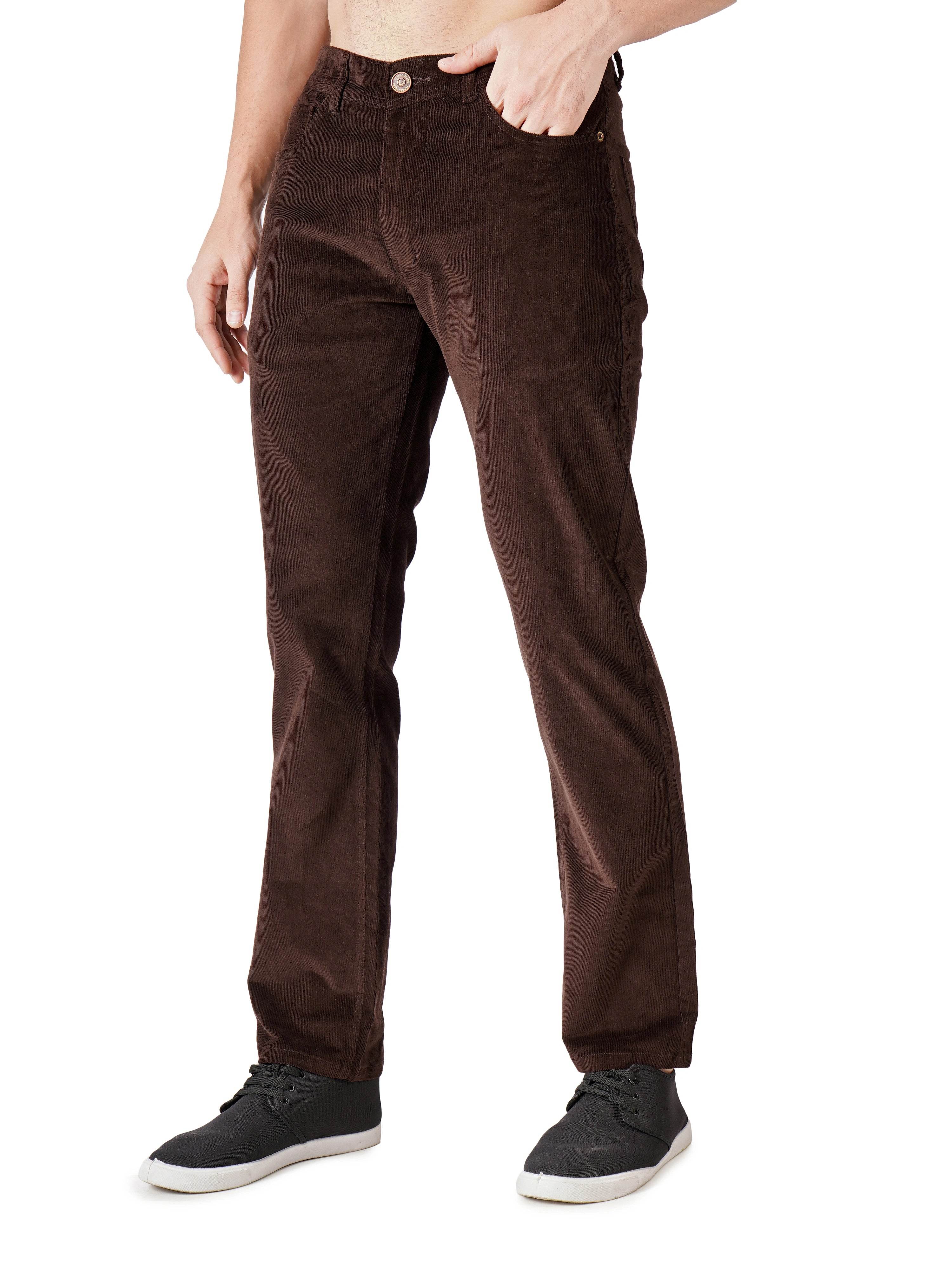 Corduroy Regular Fit Stretchable Jeans– Dark Roast - Flaked
