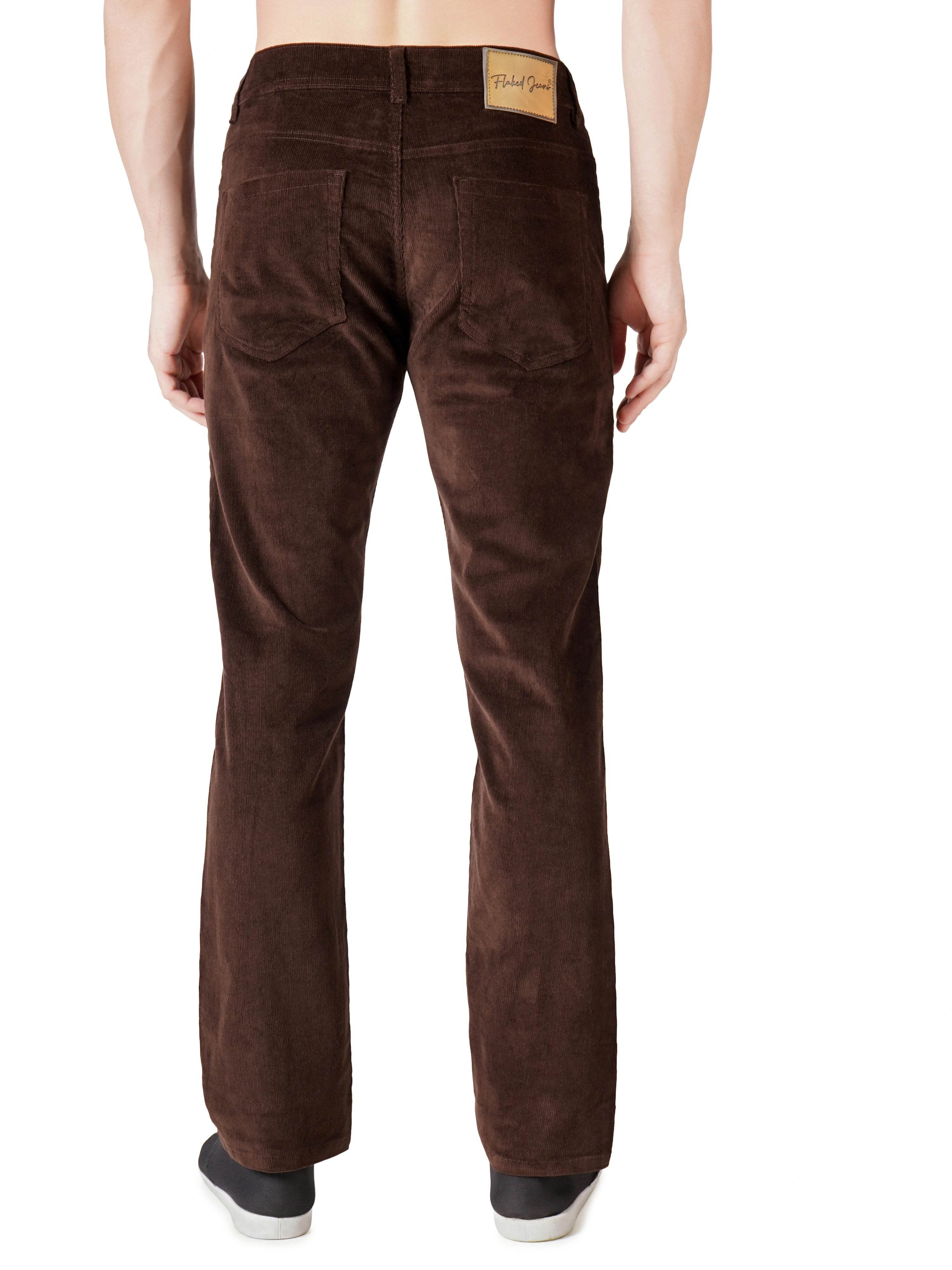 Corduroy Regular Fit Stretchable Jeans– Dark Roast - Flaked