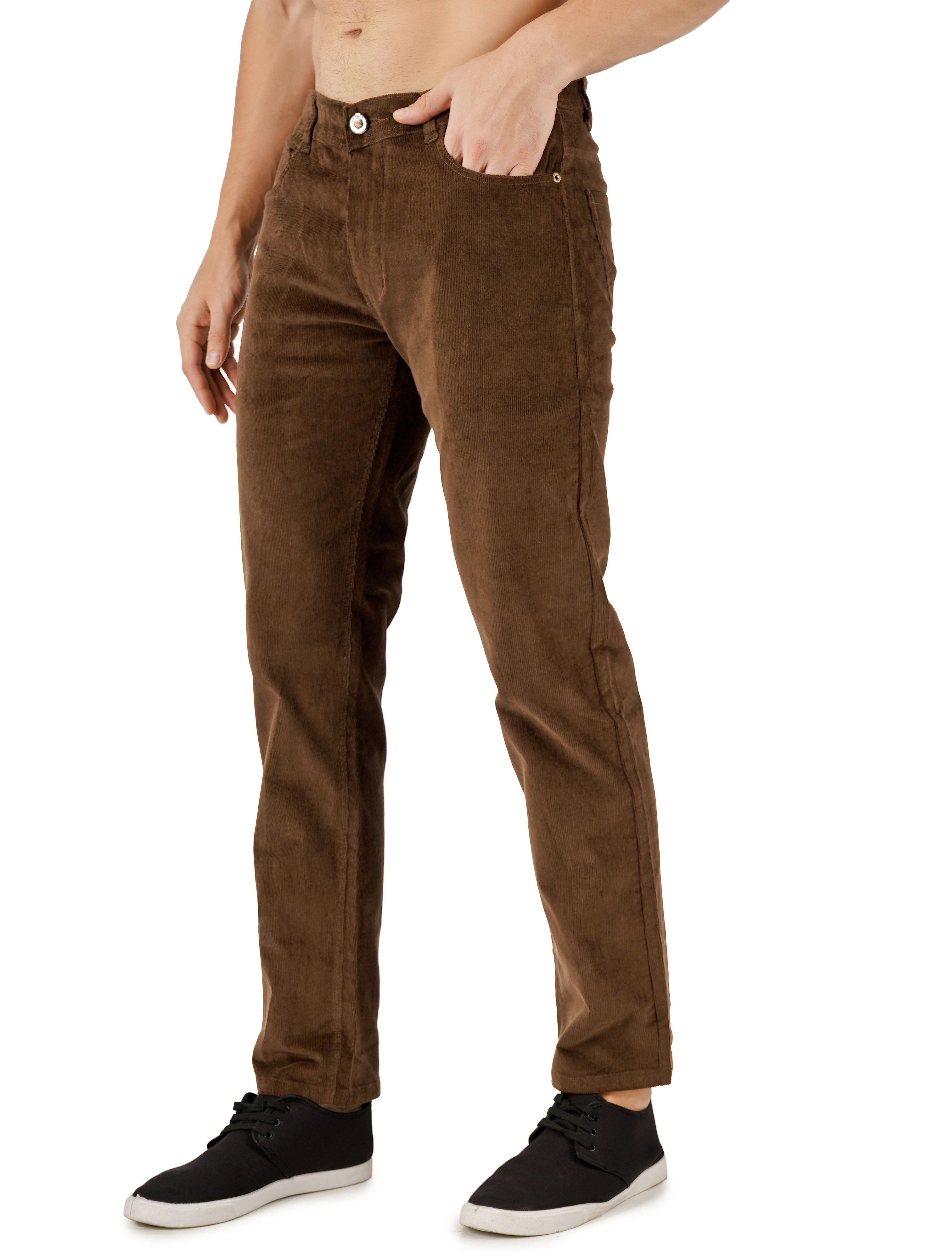Corduroy Regular Fit Stretchable Jeans – Espresso Brown
