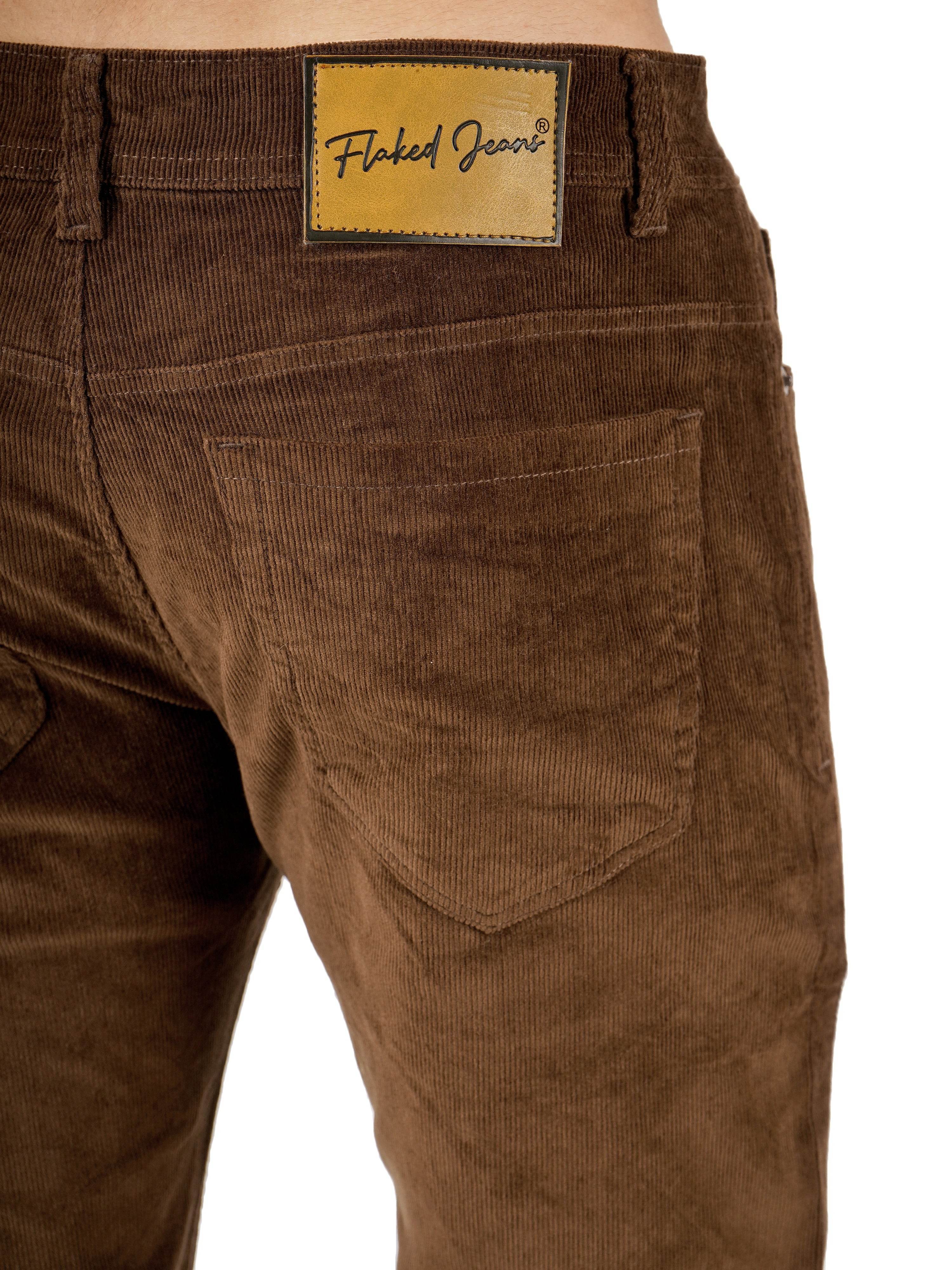Corduroy Regular Fit Stretchable Jeans – Espresso Brown - Flaked