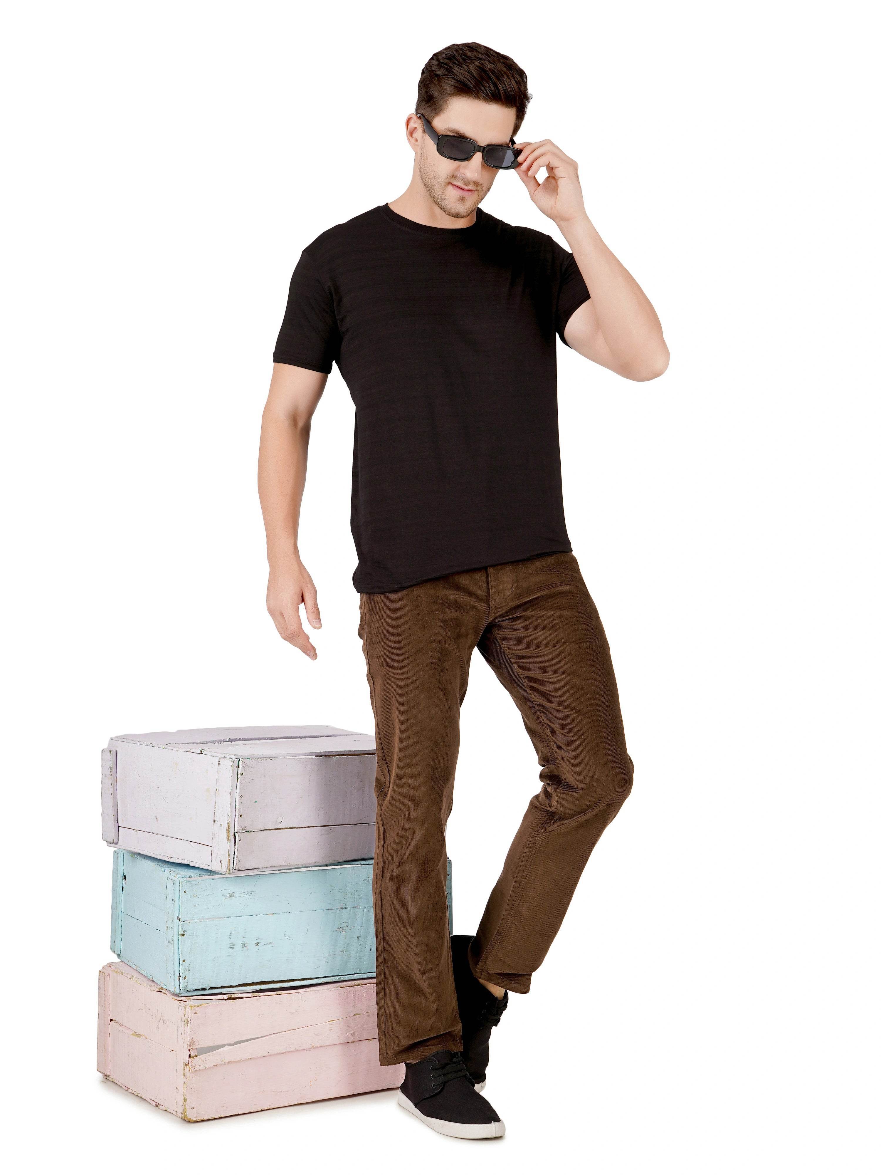 Corduroy Regular Fit Stretchable Jeans – Espresso Brown - Flaked