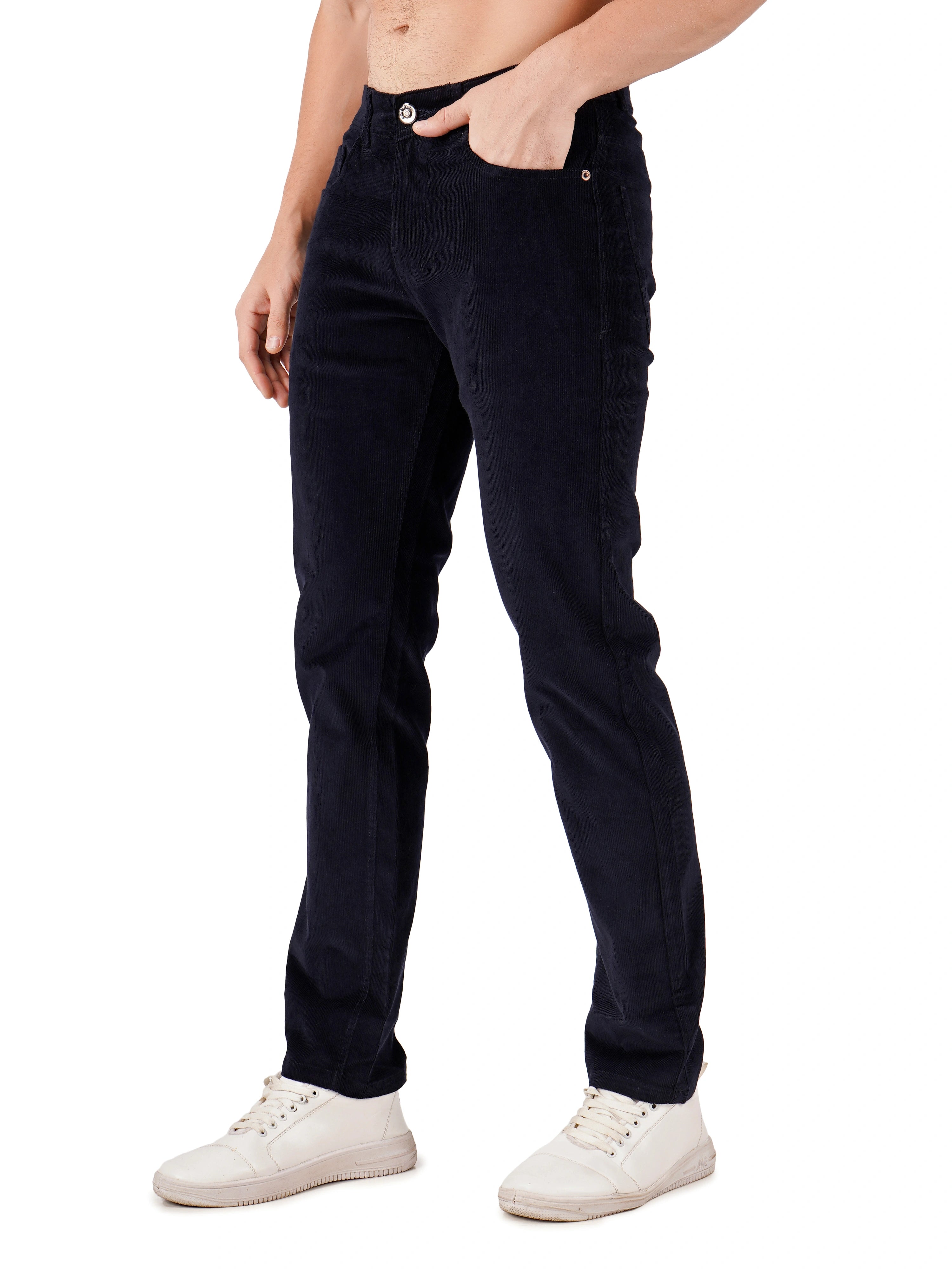 Corduroy Regular Fit Stretchable Jeans – Midnight Navy