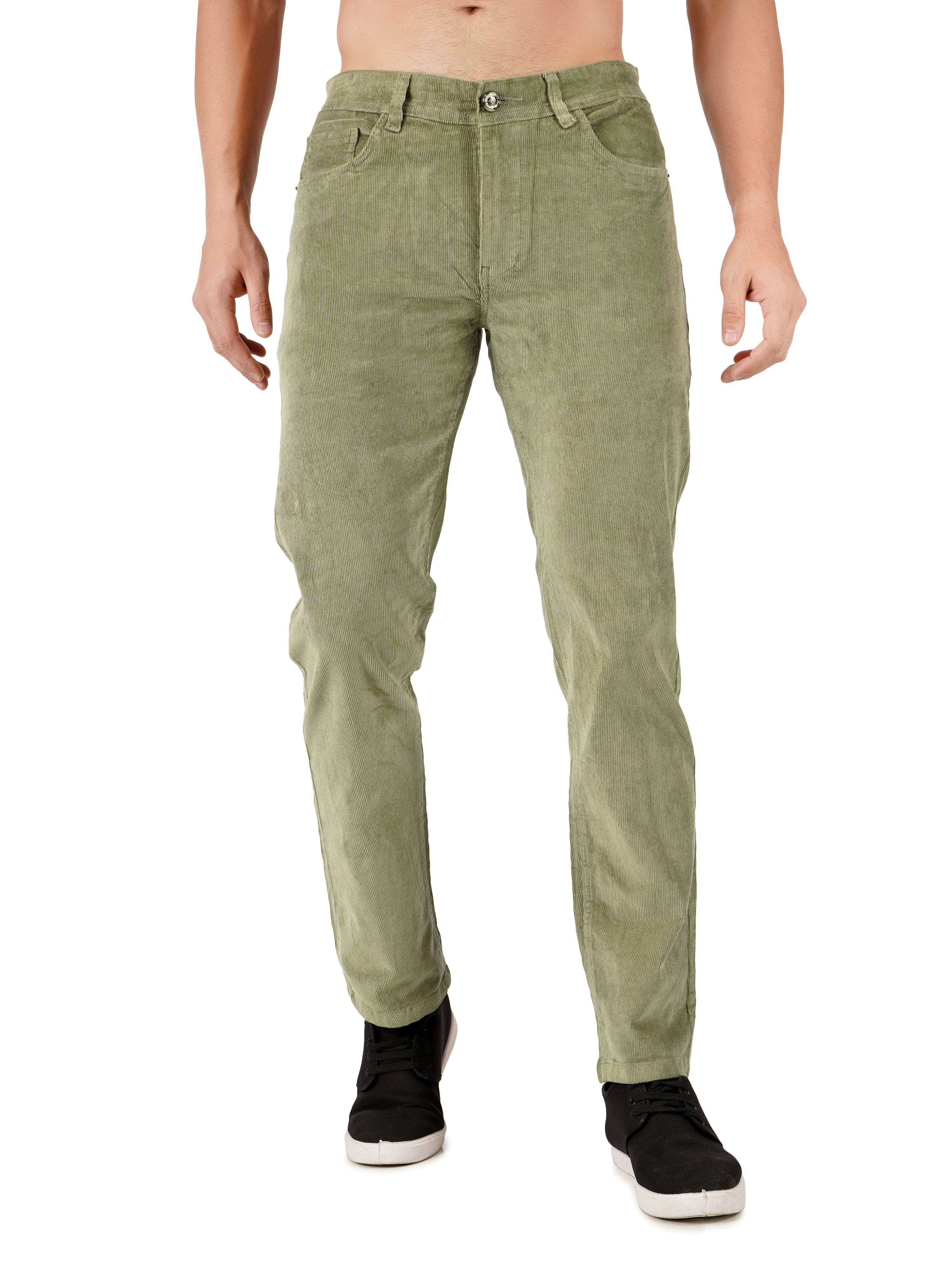 Corduroy Regular Fit Stretchable Jeans – Sage Green - Flaked