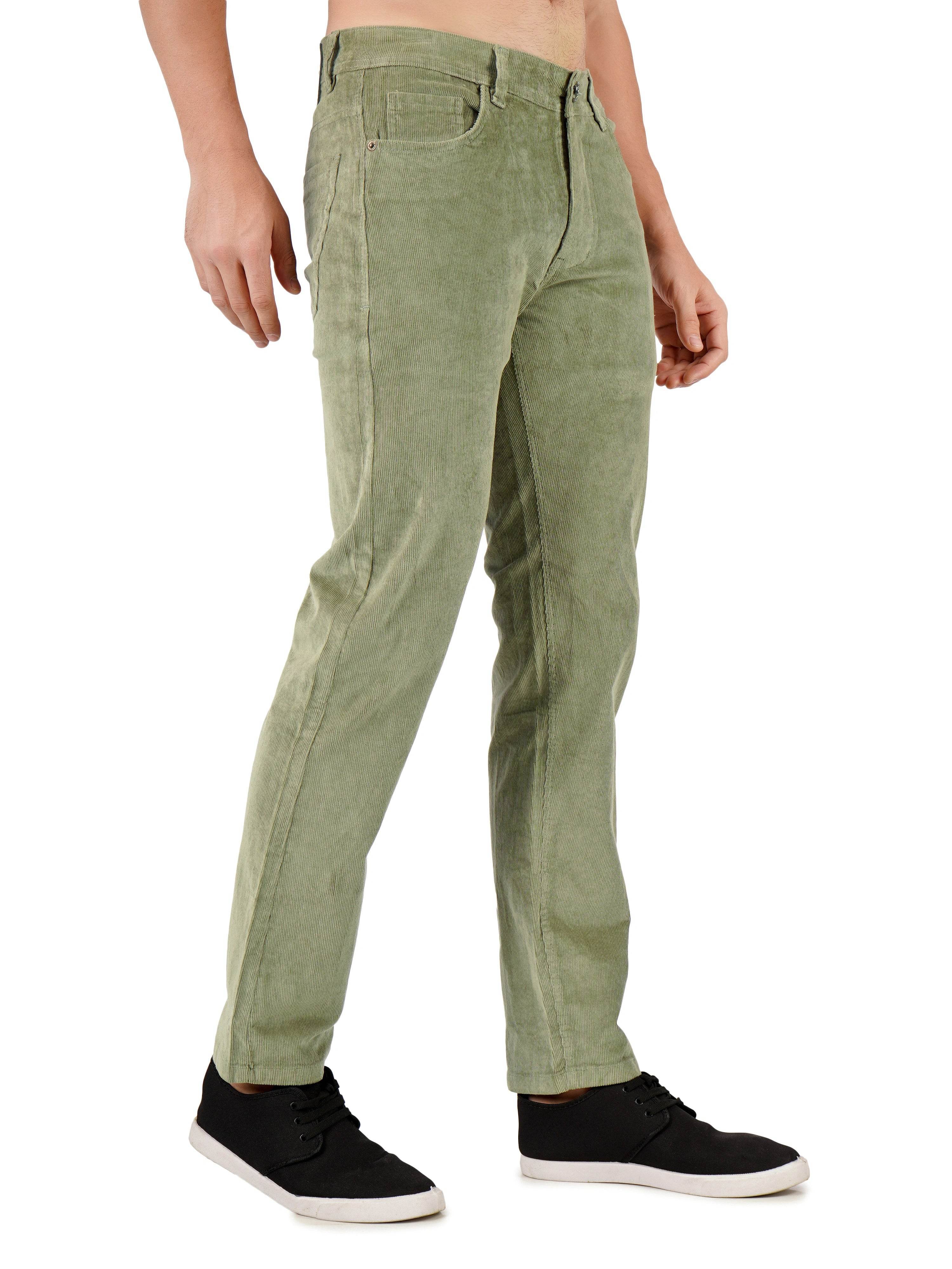 Corduroy Regular Fit Stretchable Jeans – Sage Green - Flaked