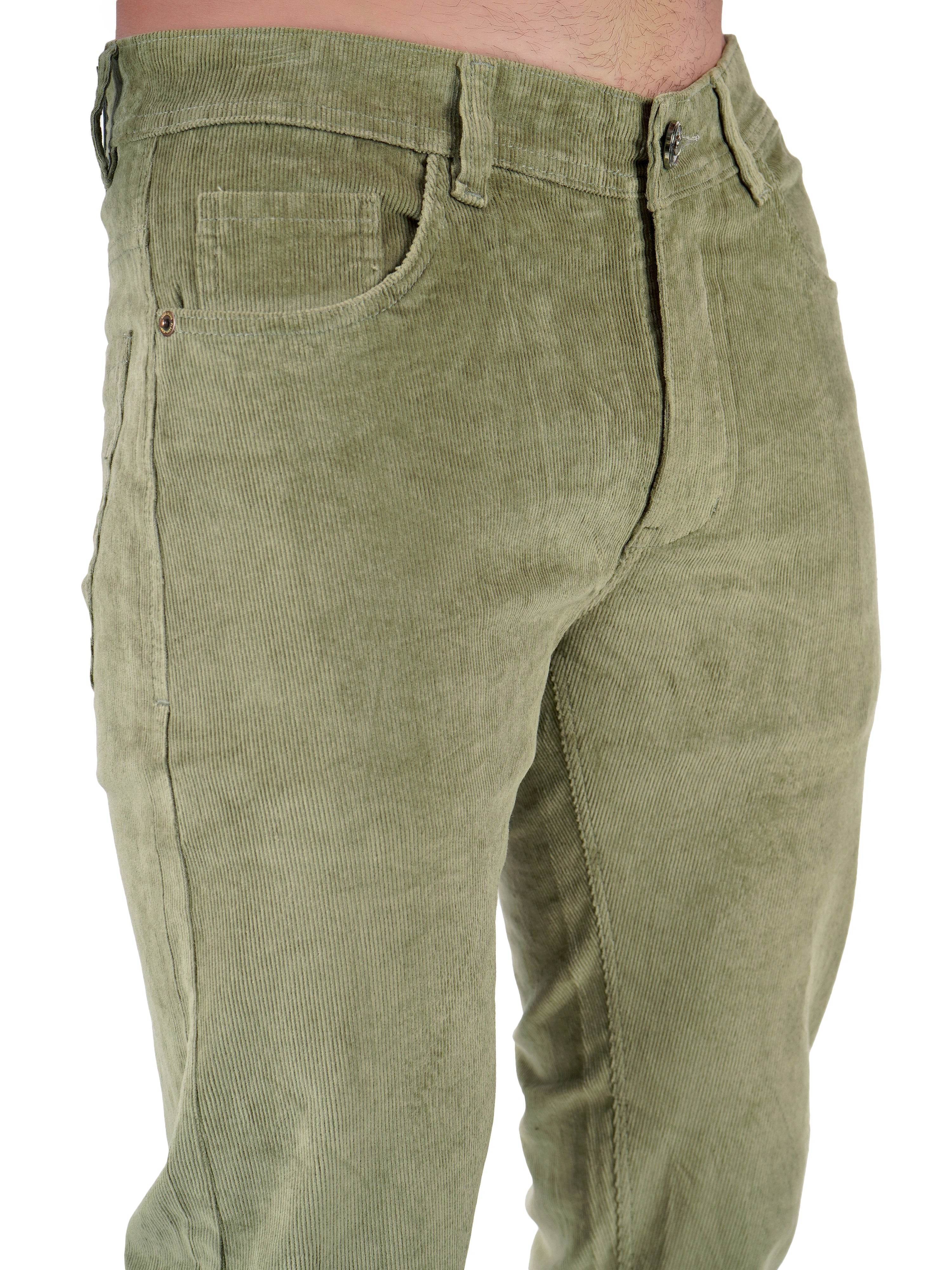 Corduroy Regular Fit Stretchable Jeans – Sage Green - Flaked