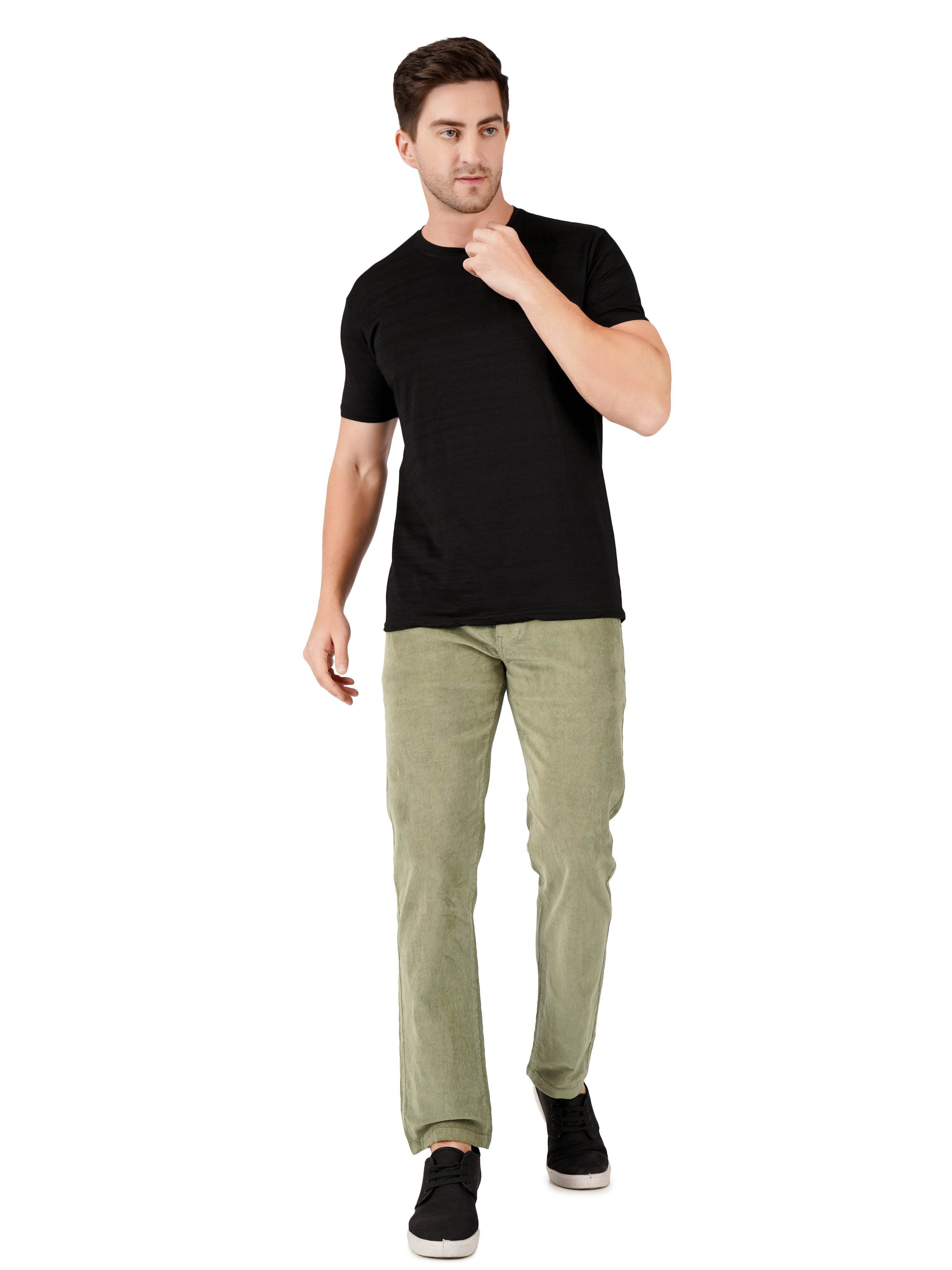 Corduroy Regular Fit Stretchable Jeans – Sage Green - Flaked