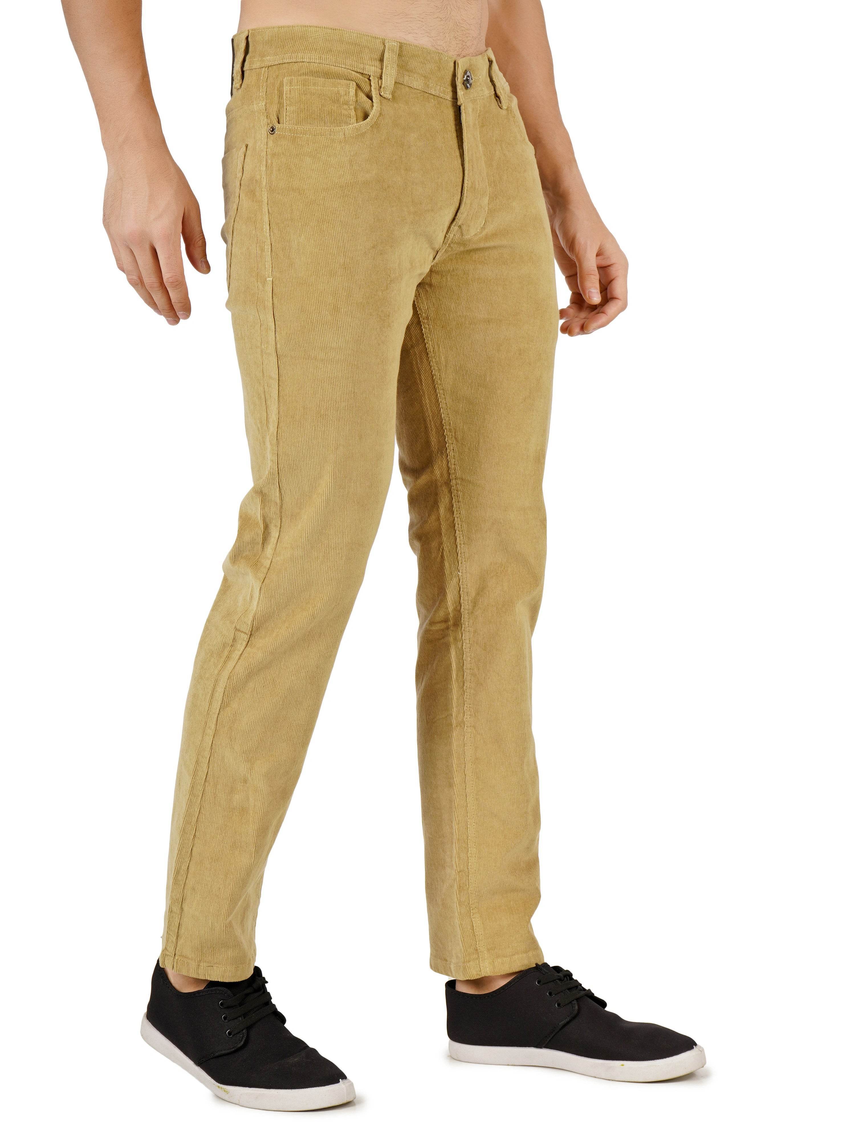 Corduroy Regular Fit Stretchable Jeans – Soft Khaki - Flaked