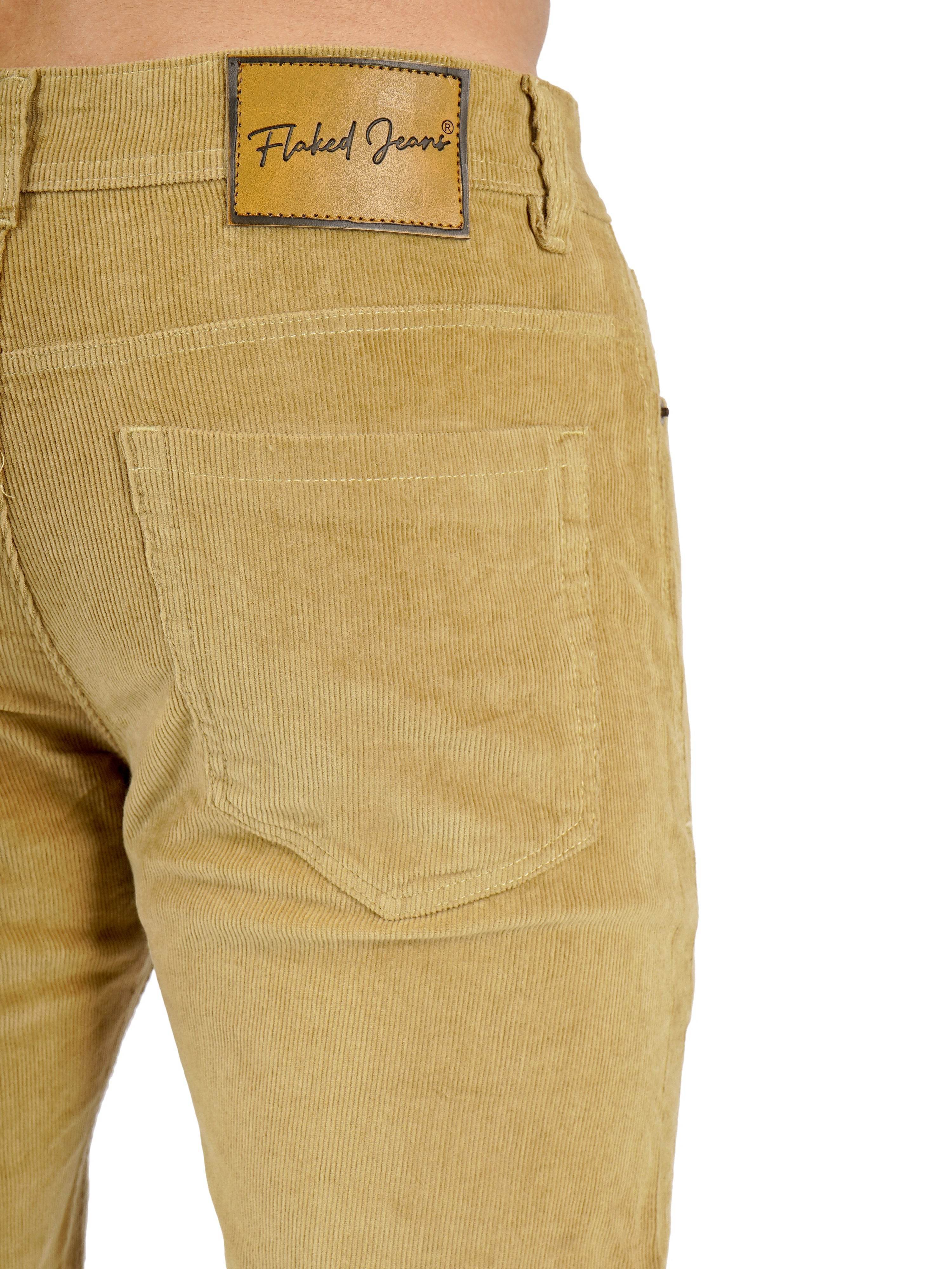 Corduroy Regular Fit Stretchable Jeans – Soft Khaki - Flaked
