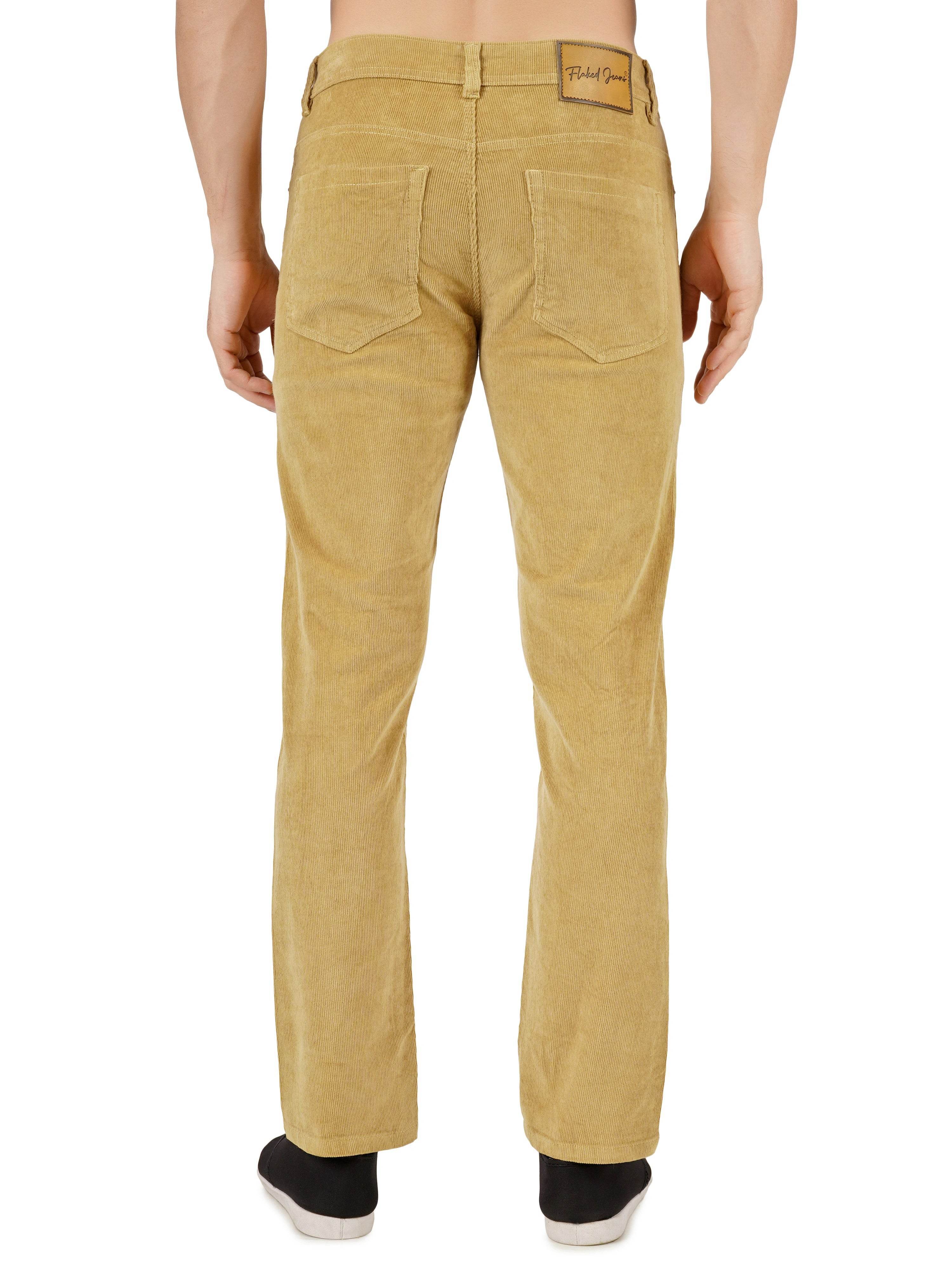 Corduroy Regular Fit Stretchable Jeans – Soft Khaki - Flaked