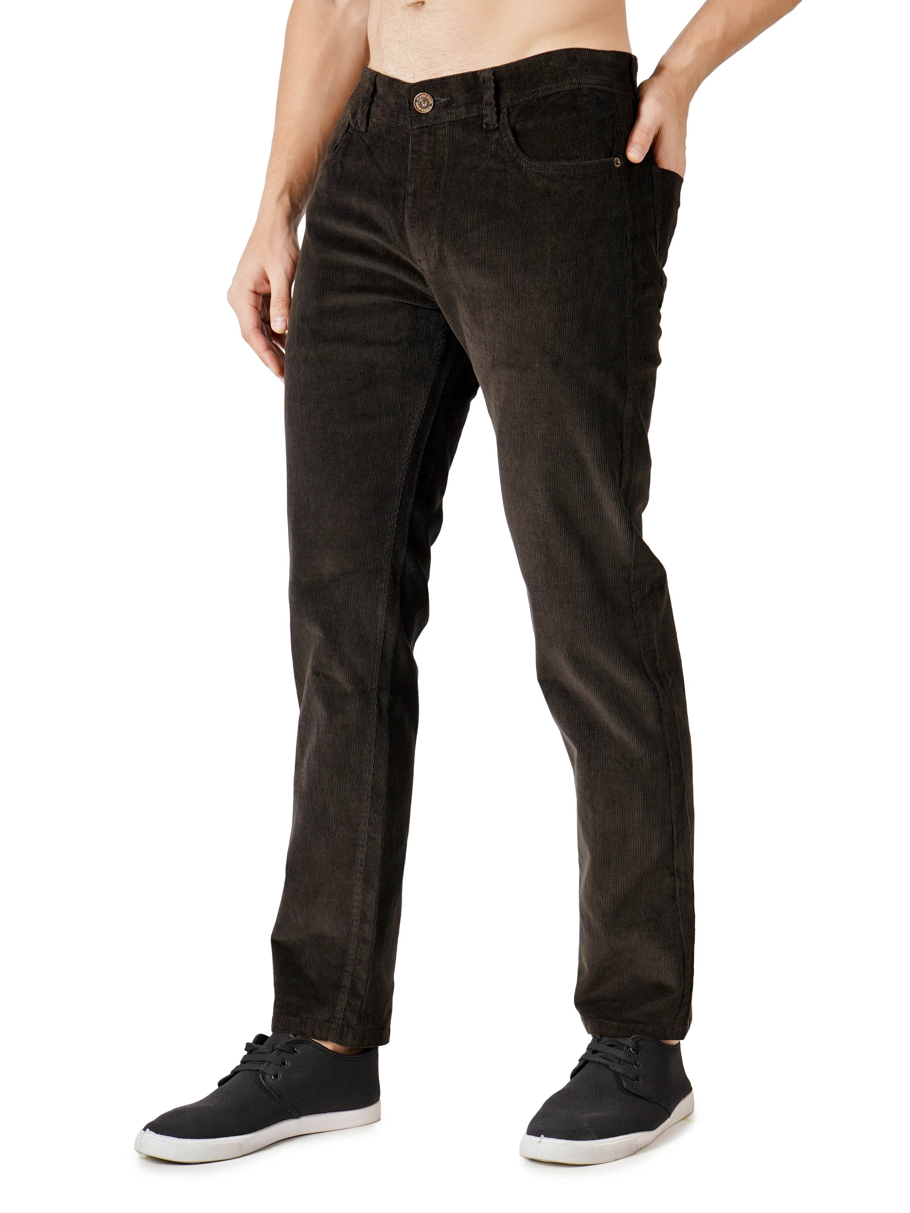 Corduroy Regular Fit Stretchable Jeans – Woodland Olive - Flaked
