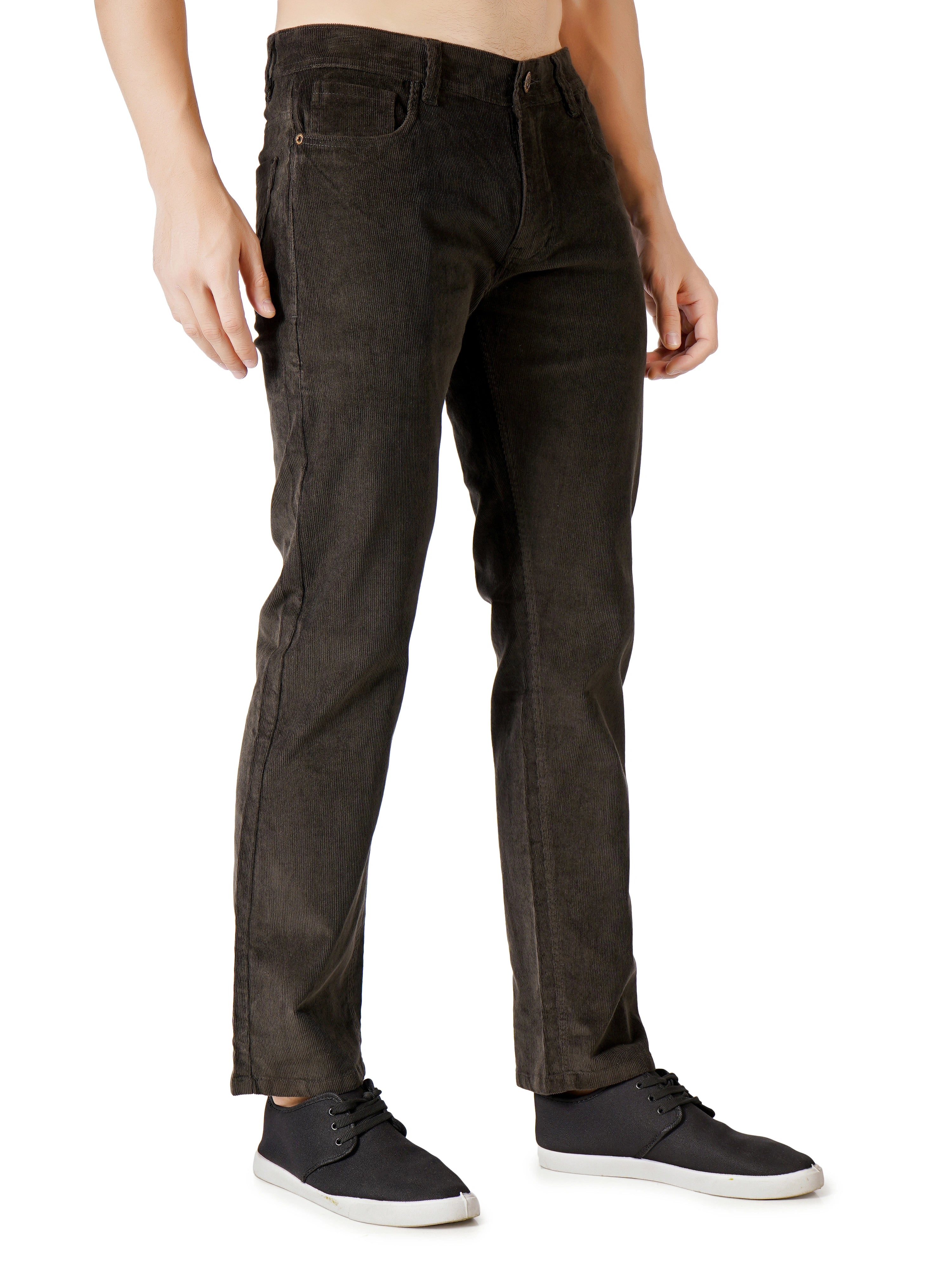 Corduroy Regular Fit Stretchable Jeans– Woodland Olive