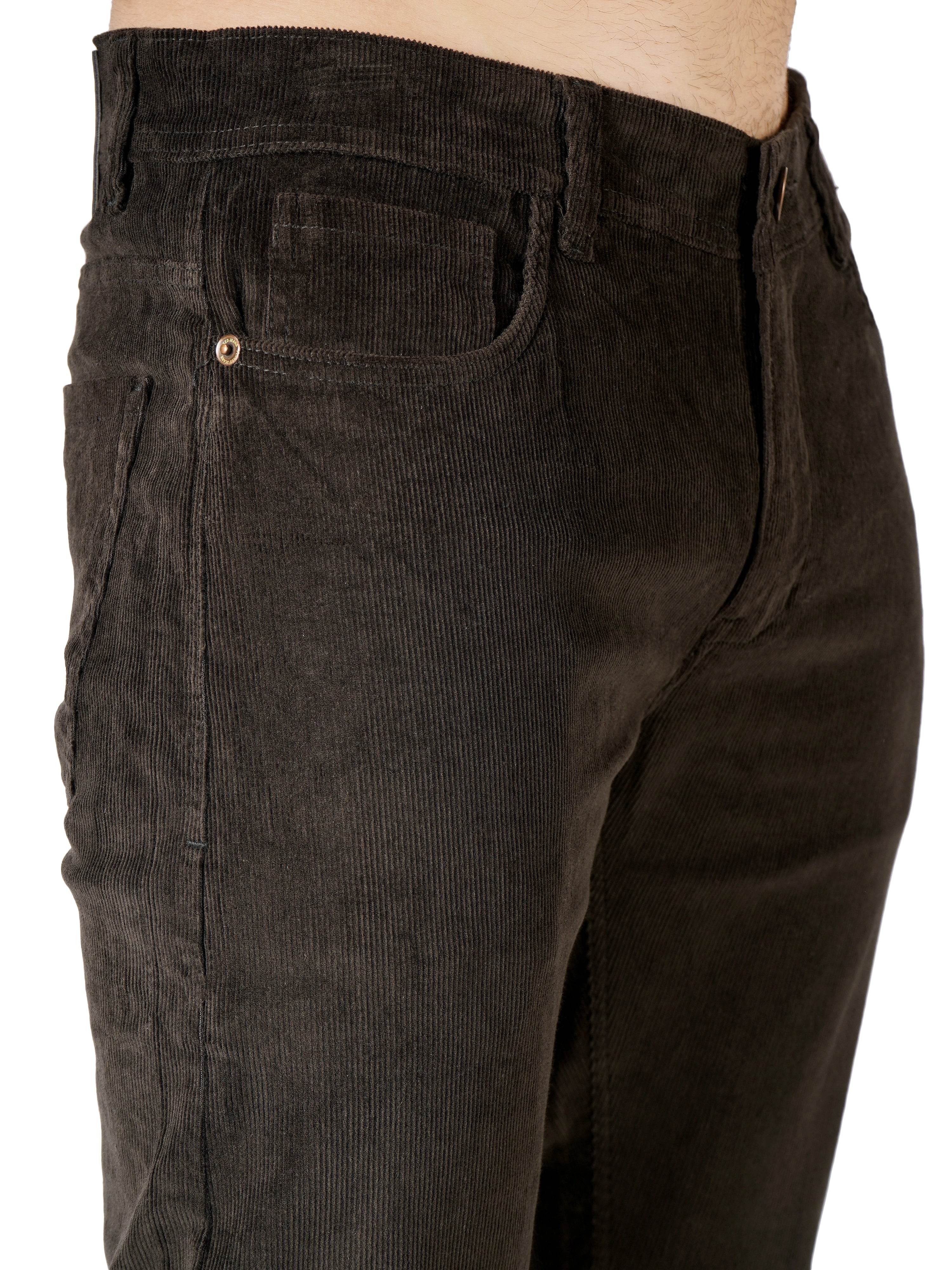 Corduroy Regular Fit Stretchable Jeans – Woodland Olive - Flaked