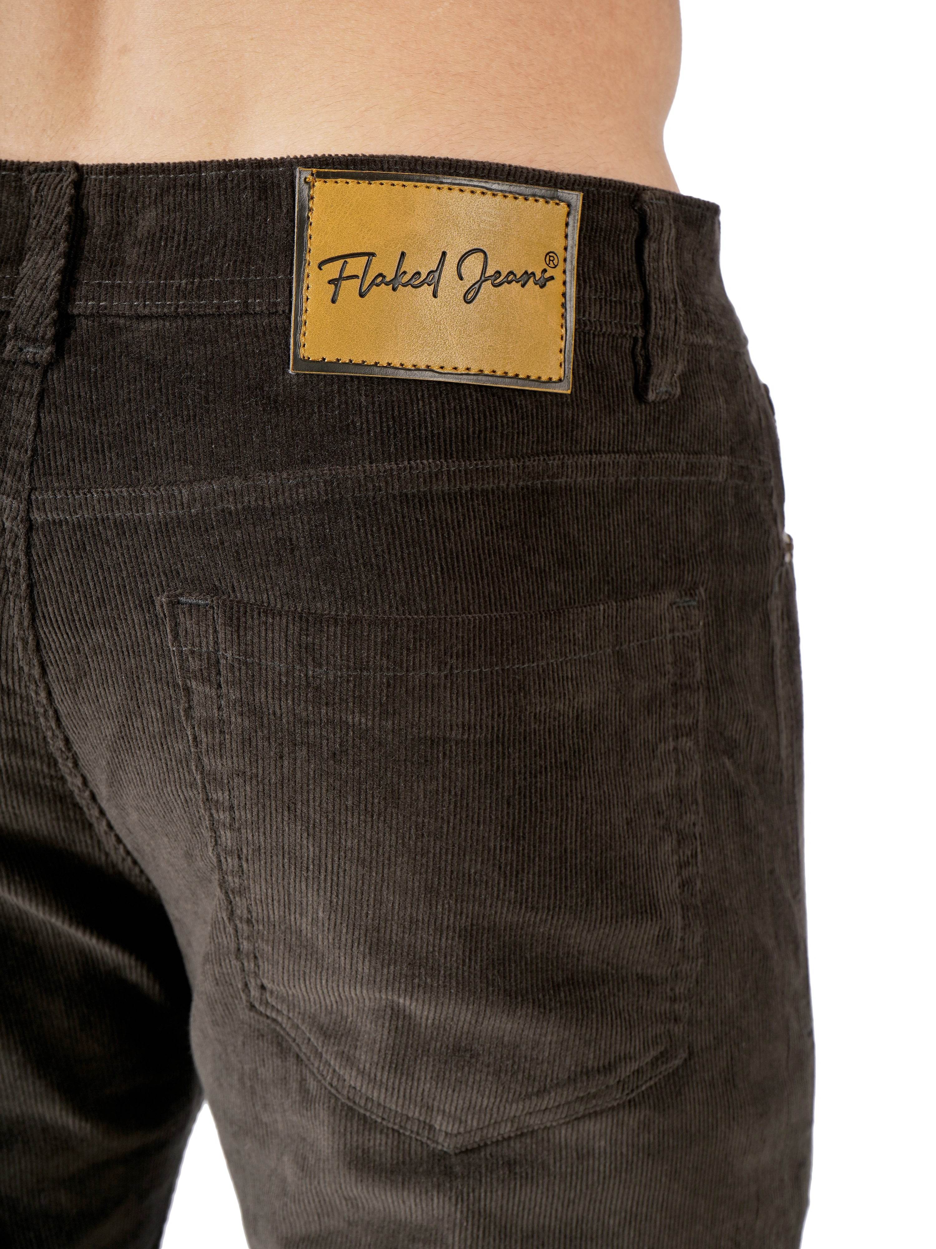 Corduroy Regular Fit Stretchable Jeans – Woodland Olive - Flaked