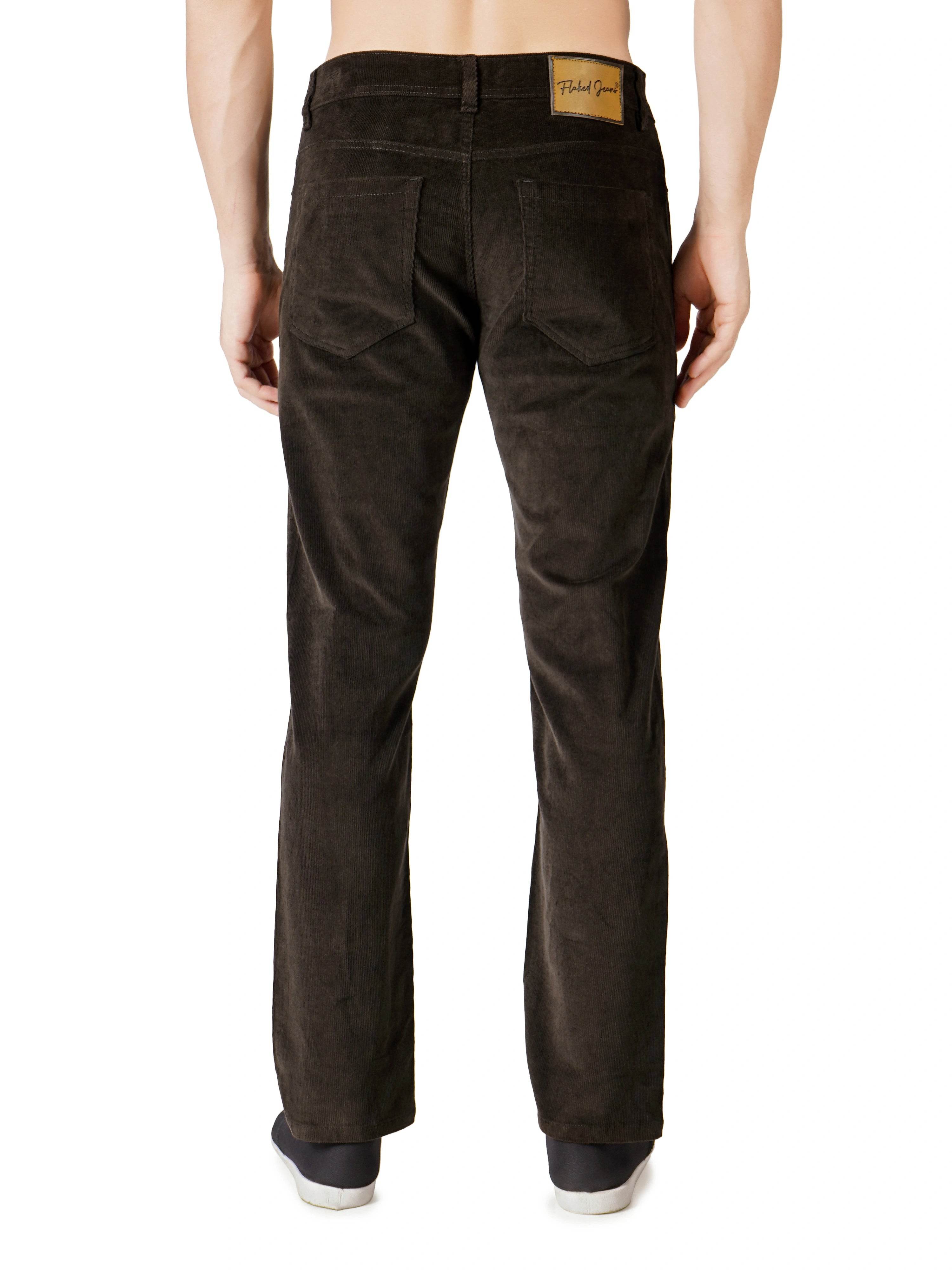 Corduroy Regular Fit Stretchable Jeans – Woodland Olive - Flaked