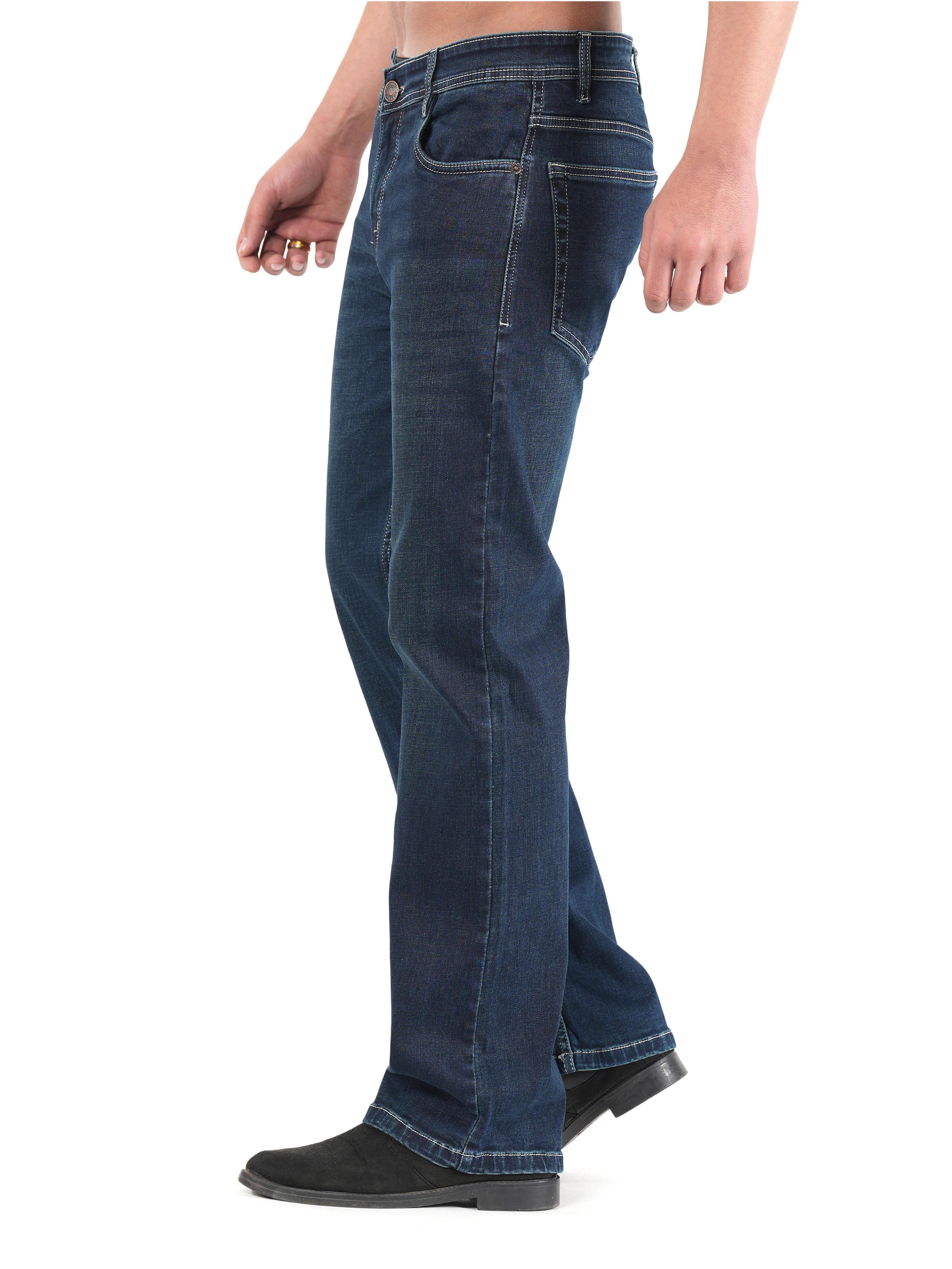 FLAKED Men’s Darkstone Blue Straight Fit Premium Denim Jeans