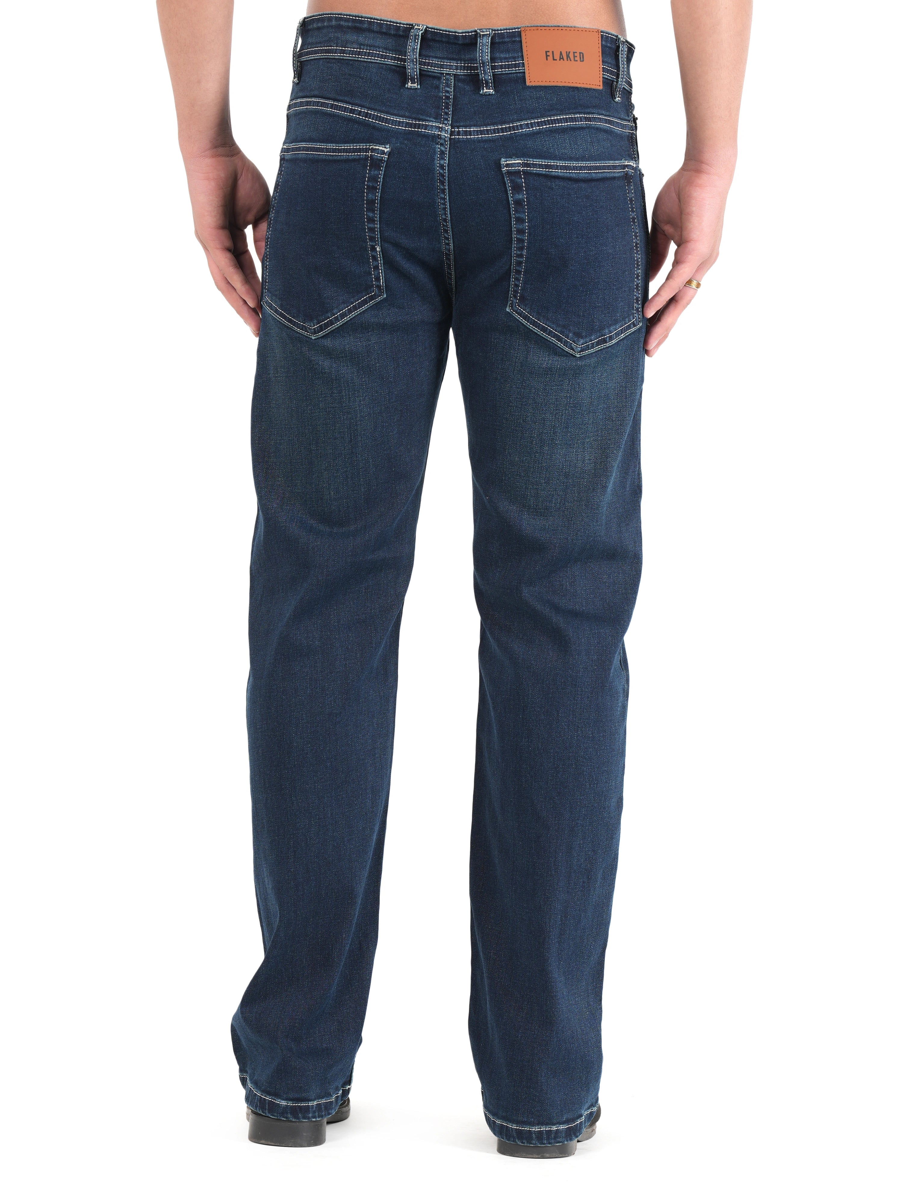FLAKED Men’s Darkstone Blue Straight Fit Premium Denim Jeans