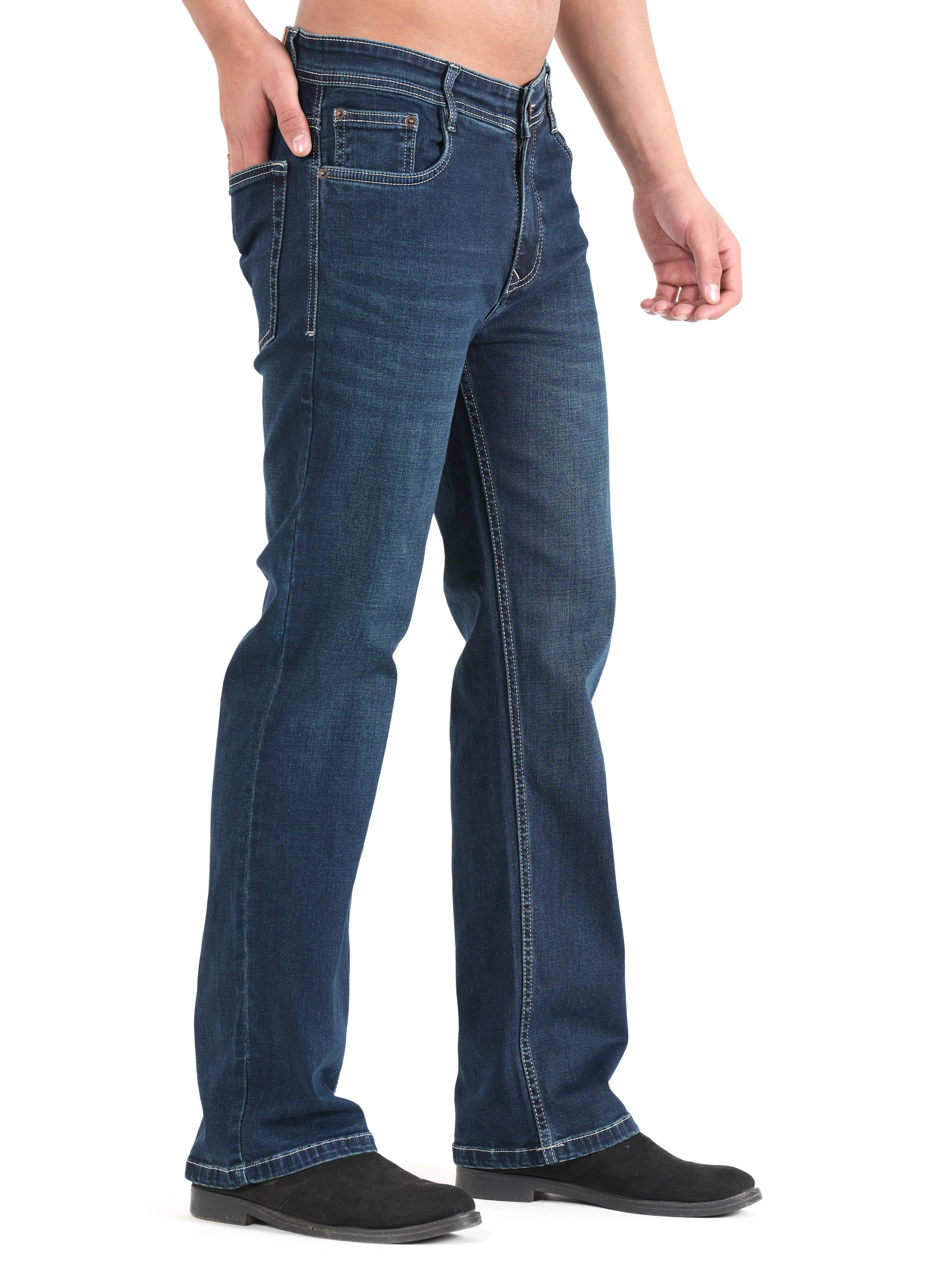 FLAKED Men’s Darkstone Blue Straight Fit Premium Denim Jeans