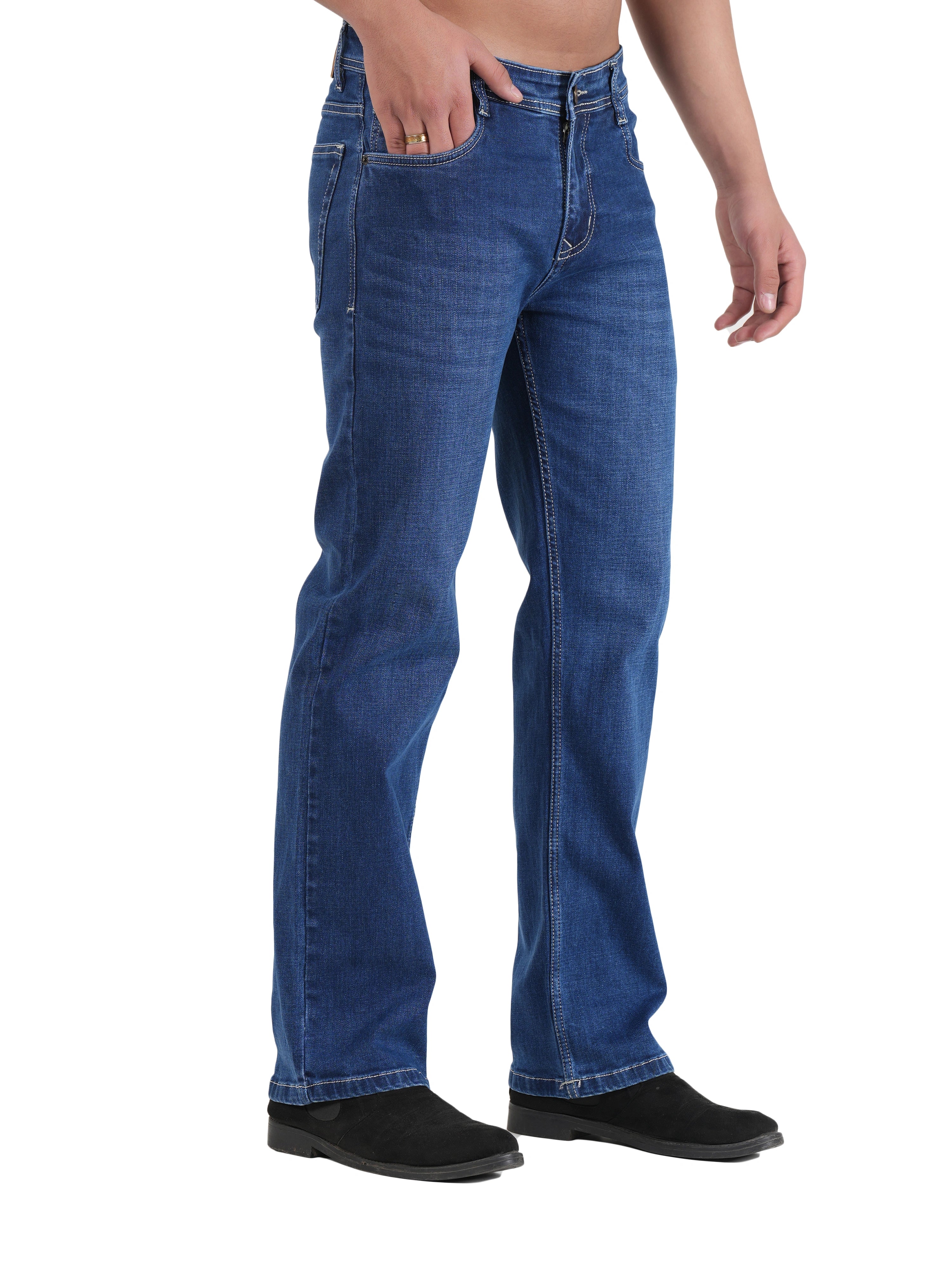 FLAKED Men’s Classic Indigo Straight Fit Stretch Denim Jeans