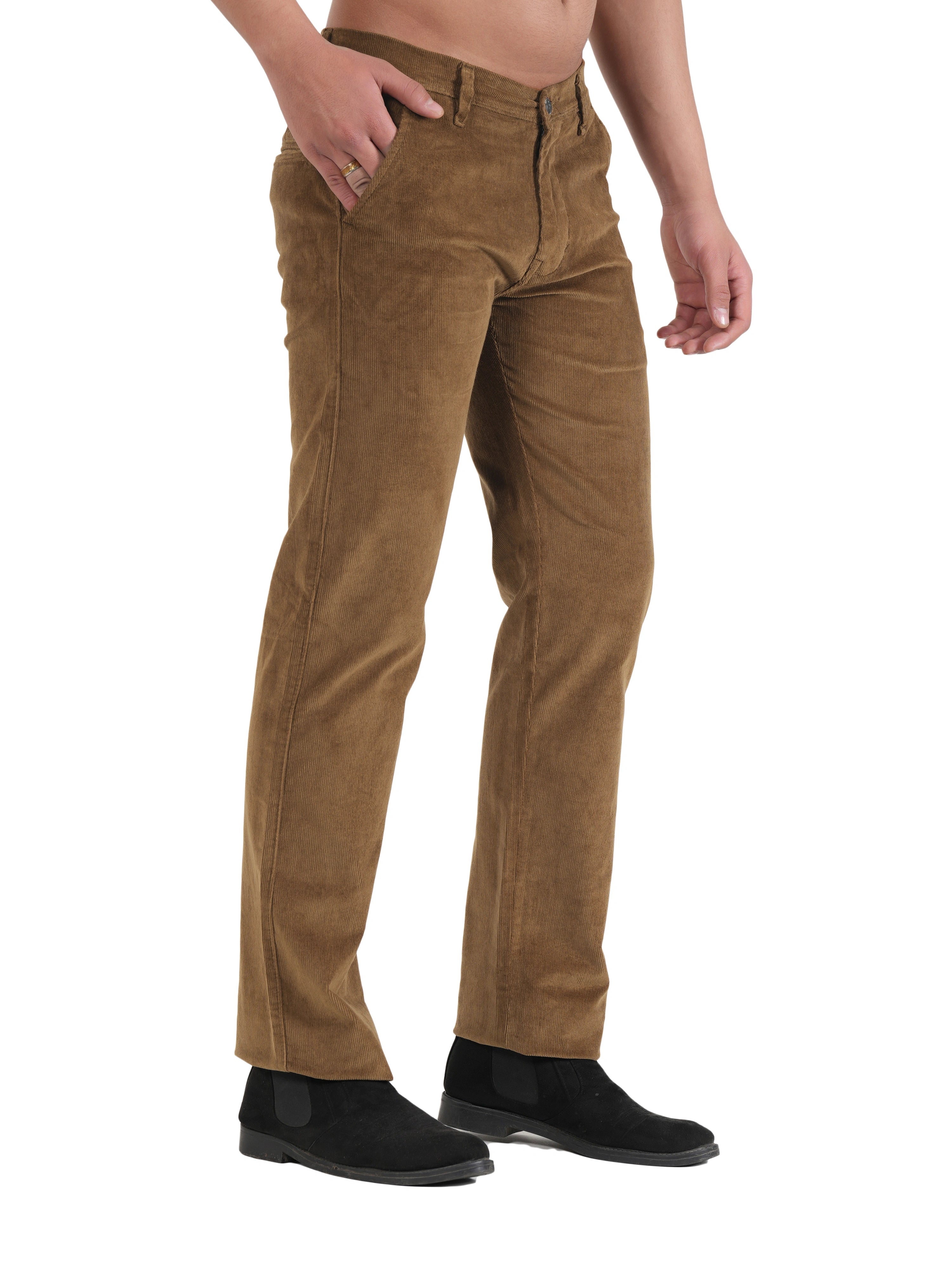 Corduroy Relaxed Fit Stretchable Trouser - Bronze Tan