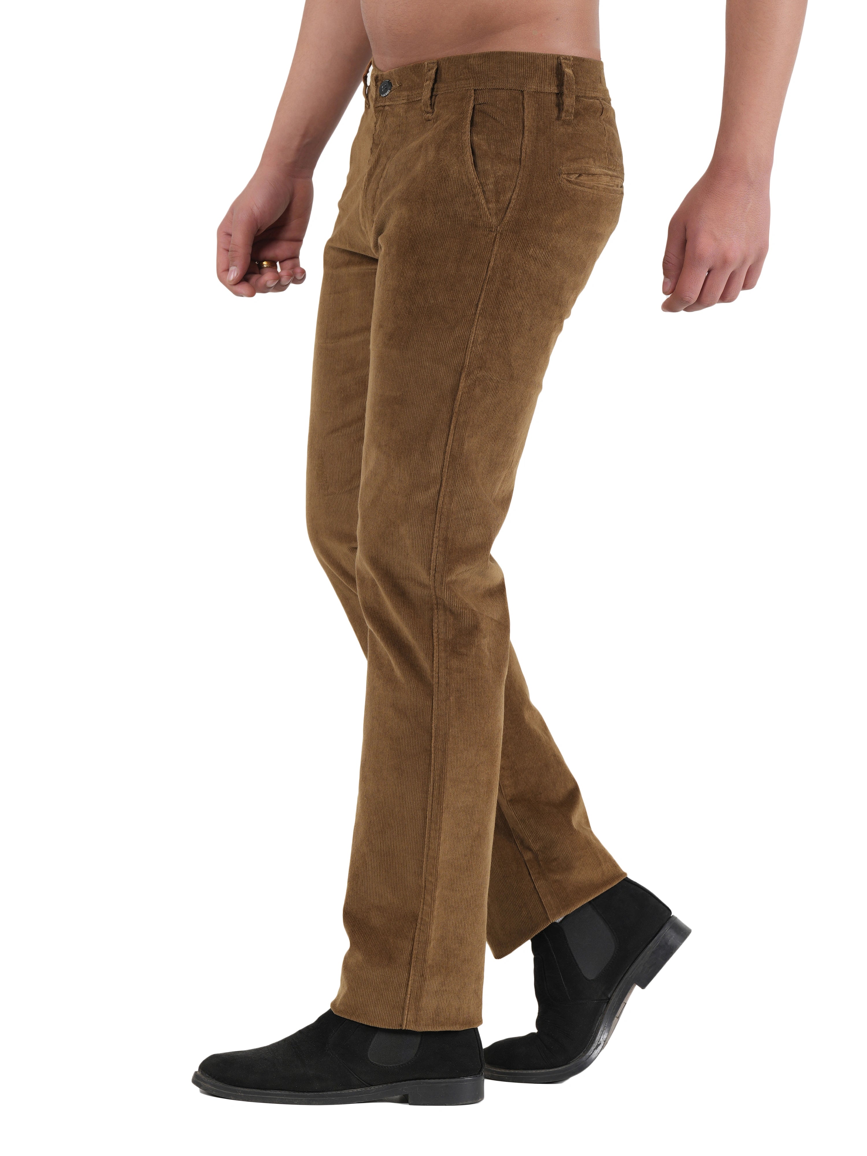 Corduroy Relaxed Fit Stretchable Trouser - Bronze Tan