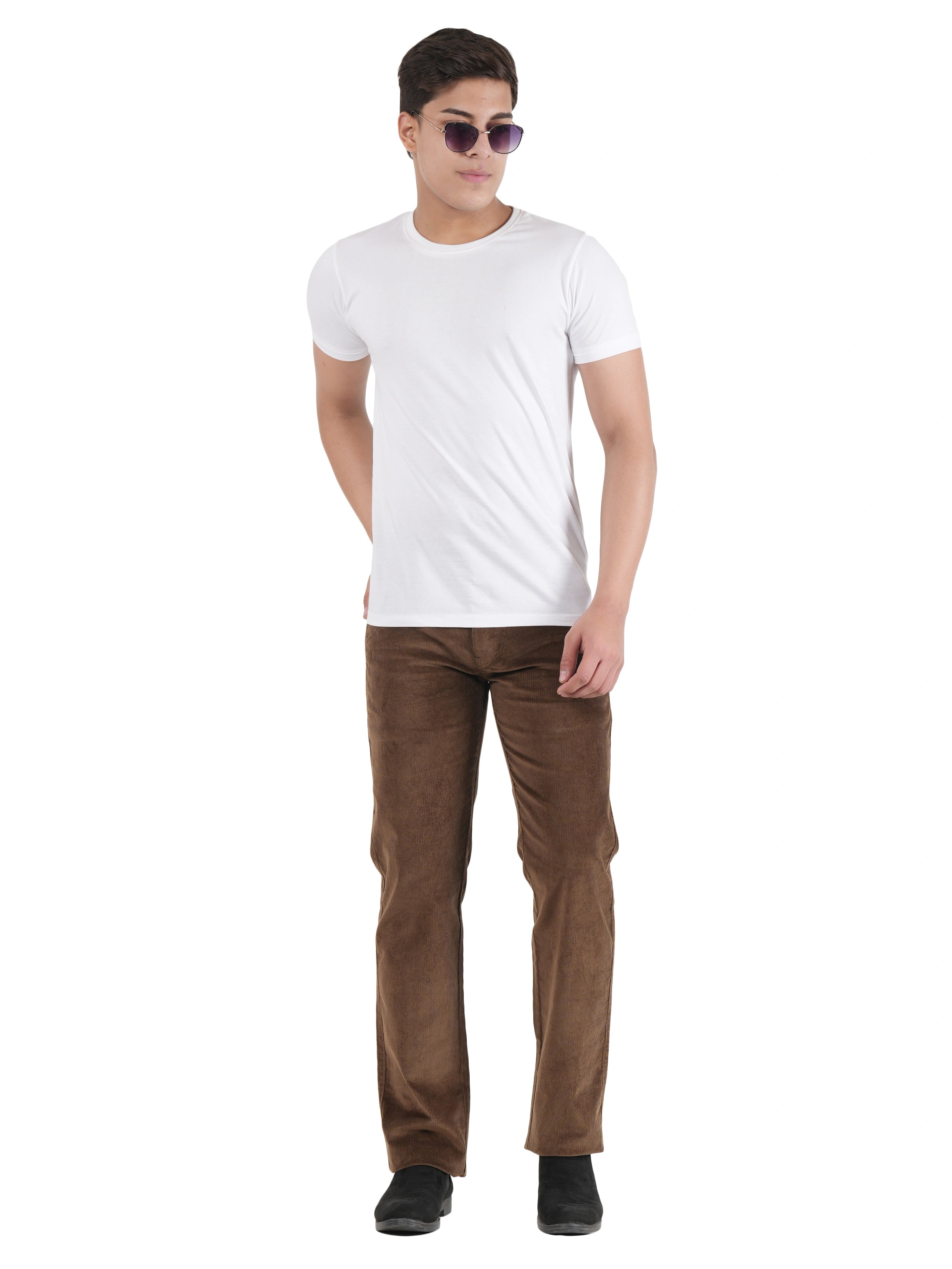 Corduroy Relaxed Fit Stretchable Trouser - Earthwood Brown