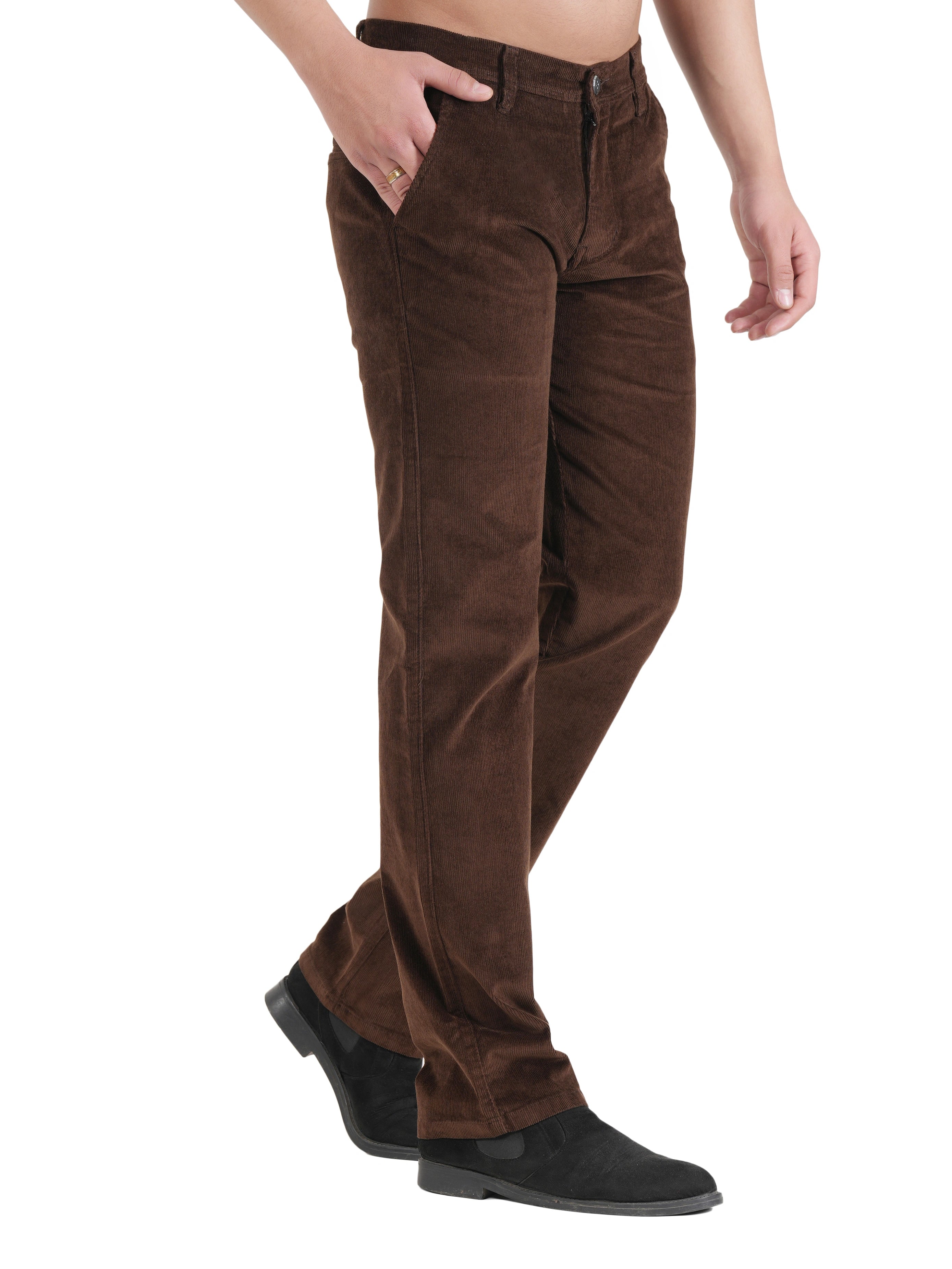Flaked Corduroy Relaxed Fit Stretchable Trouser - Cocoa Drift