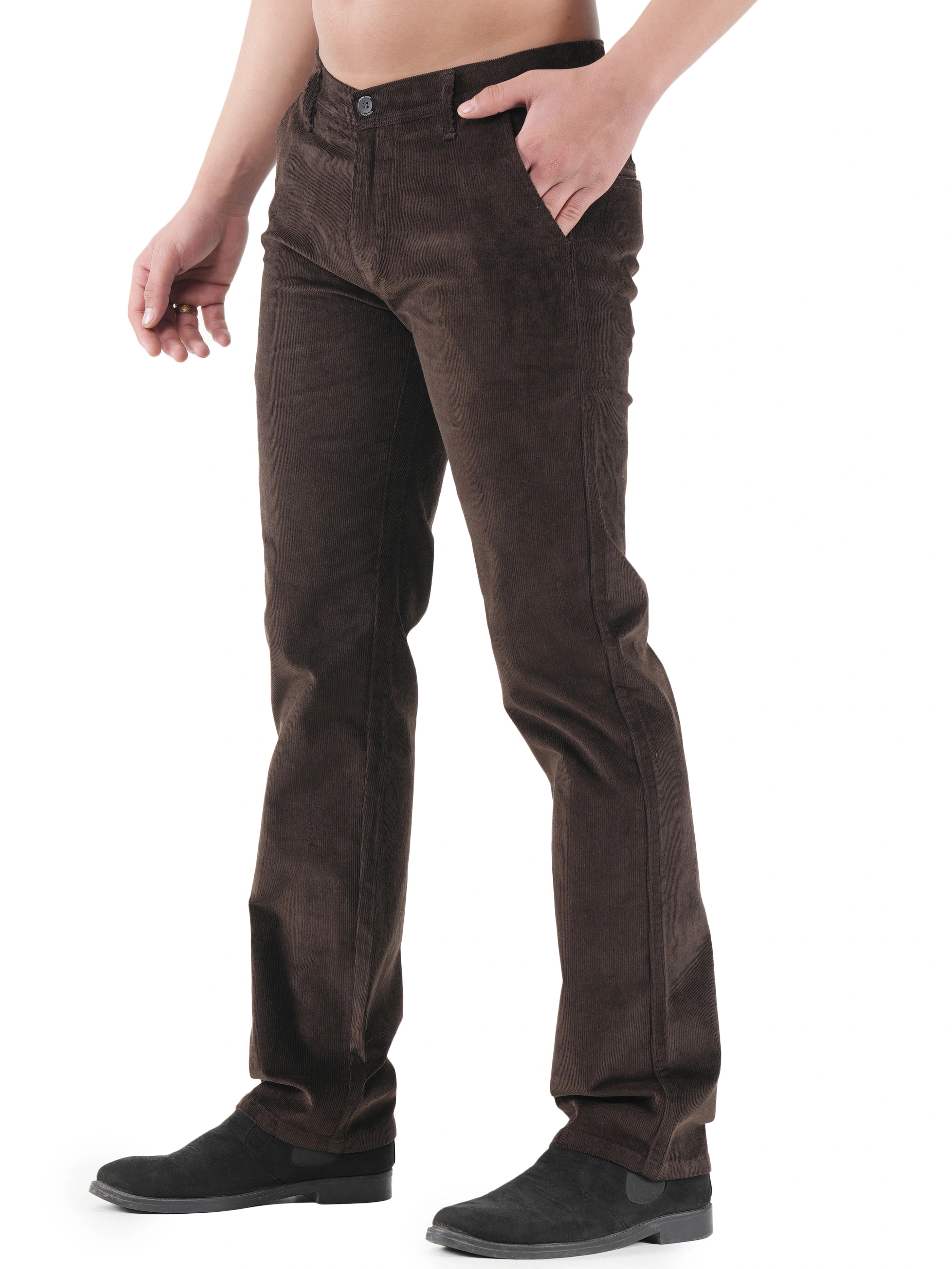 Corduroy Relaxed Fit Stretchable Trouser - Dark Roast