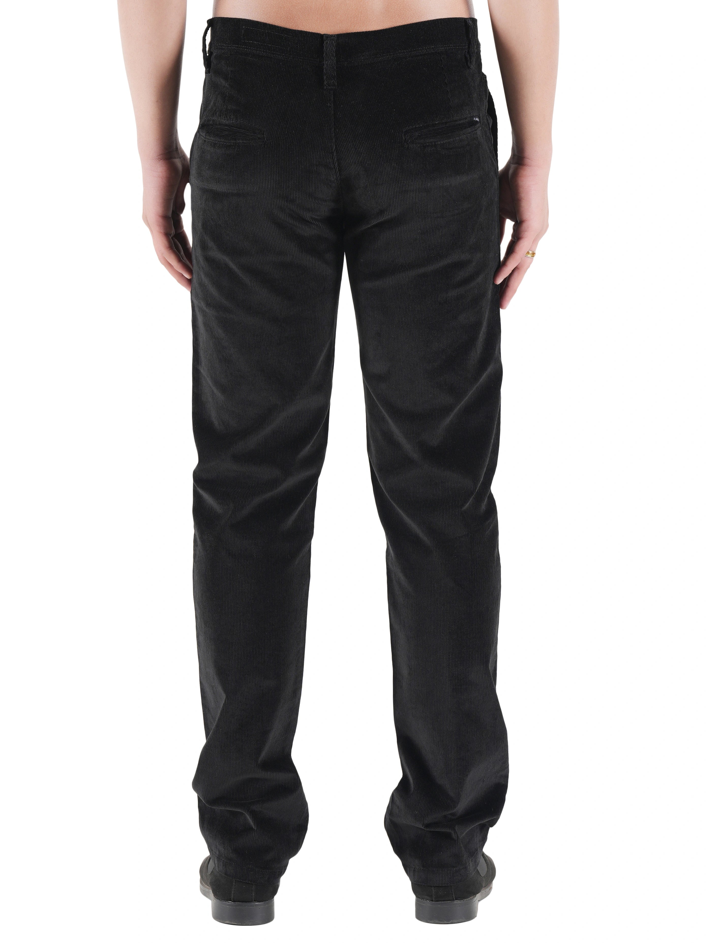 Flaked Corduroy Relaxed Fit Stretchable Trouser - Carbon Black