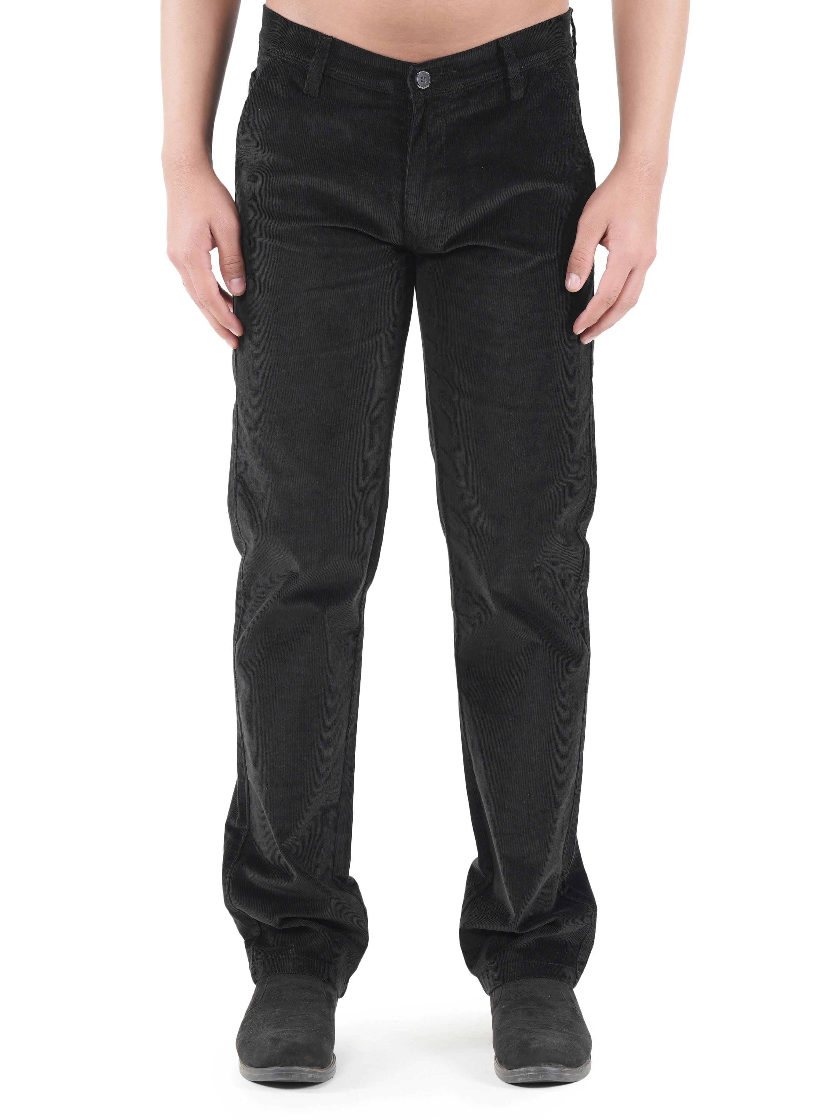 Corduroy Relaxed Fit Stretchable Trouser - Carbon Black