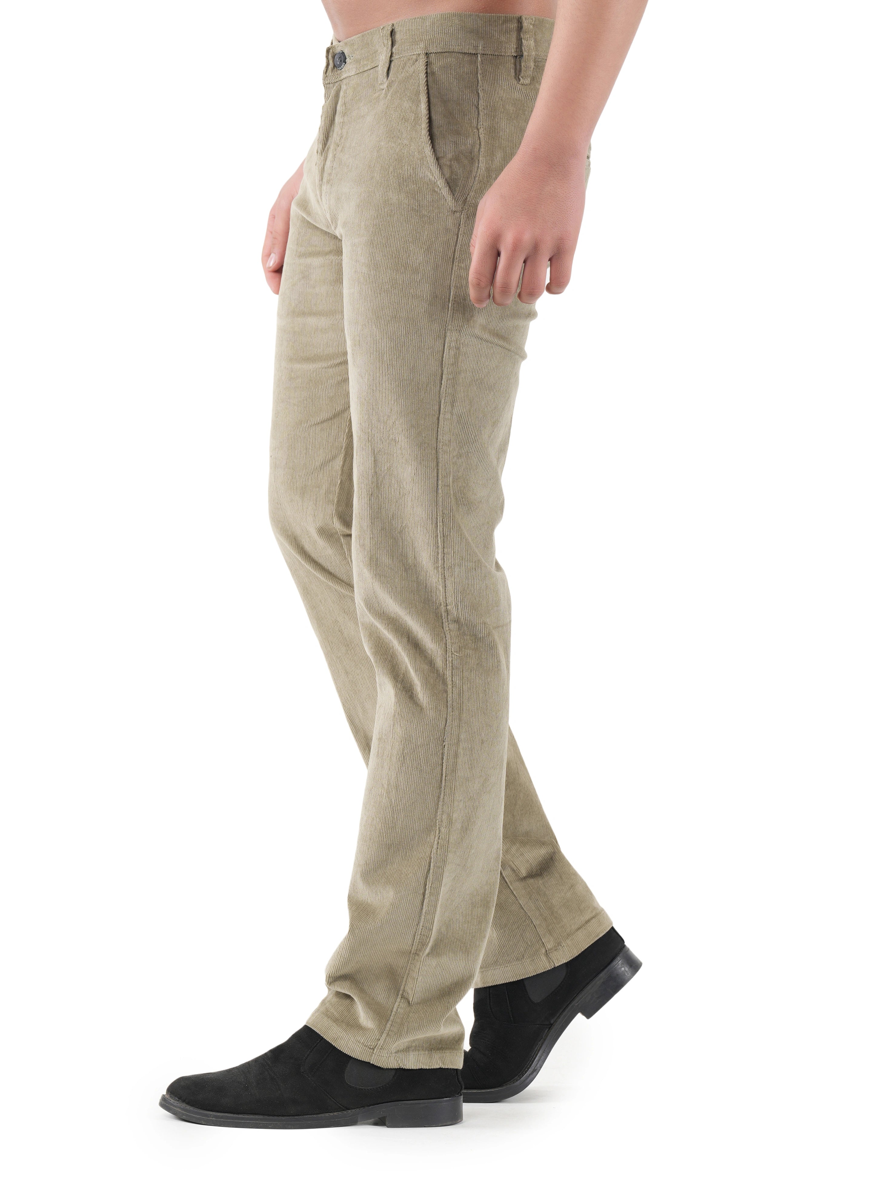 Corduroy Relaxed Fit Stretchable Trouser - Quiet Dune