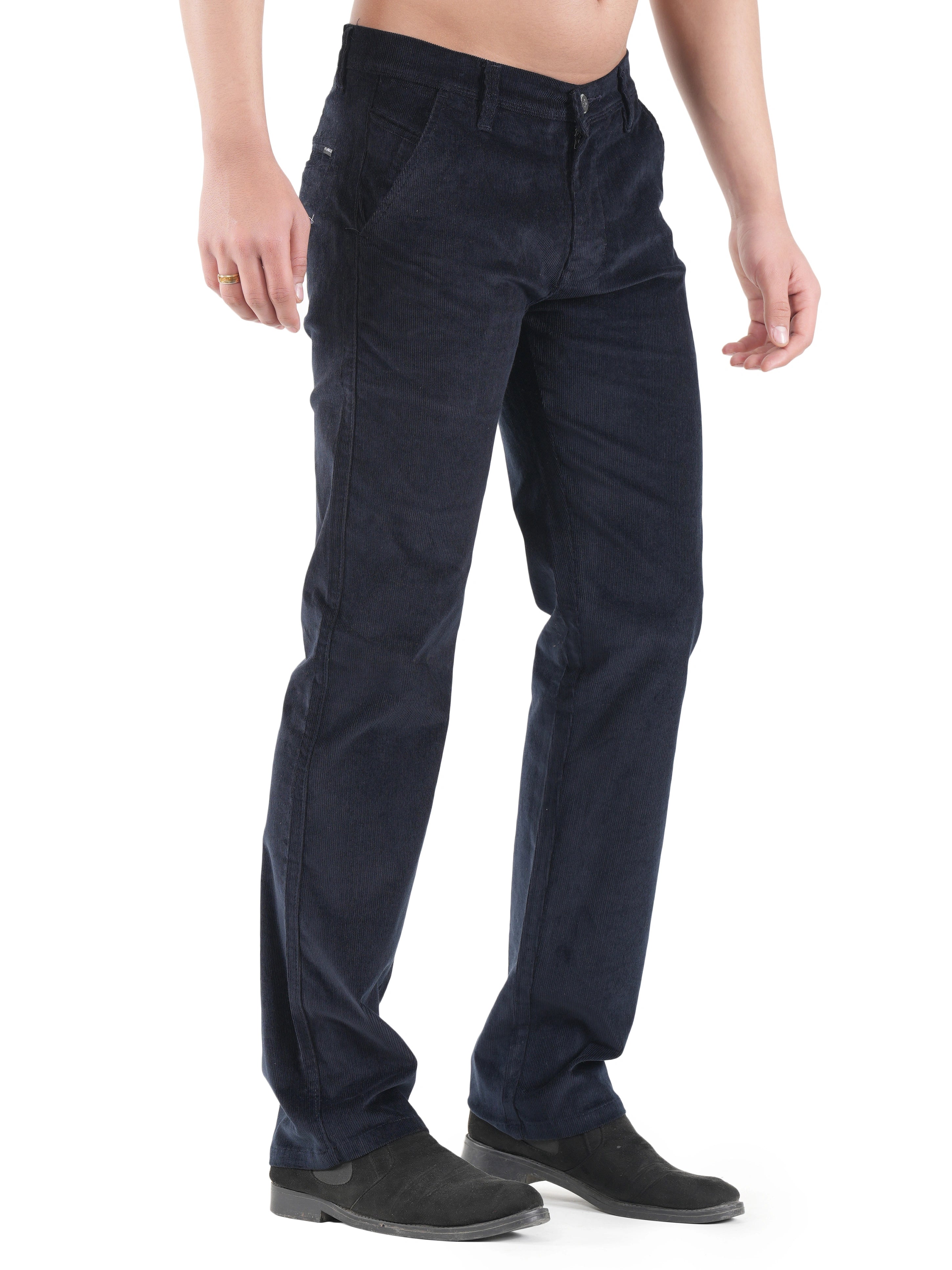 Corduroy Relaxed Fit Stretchable Trouser - Midnight Navy