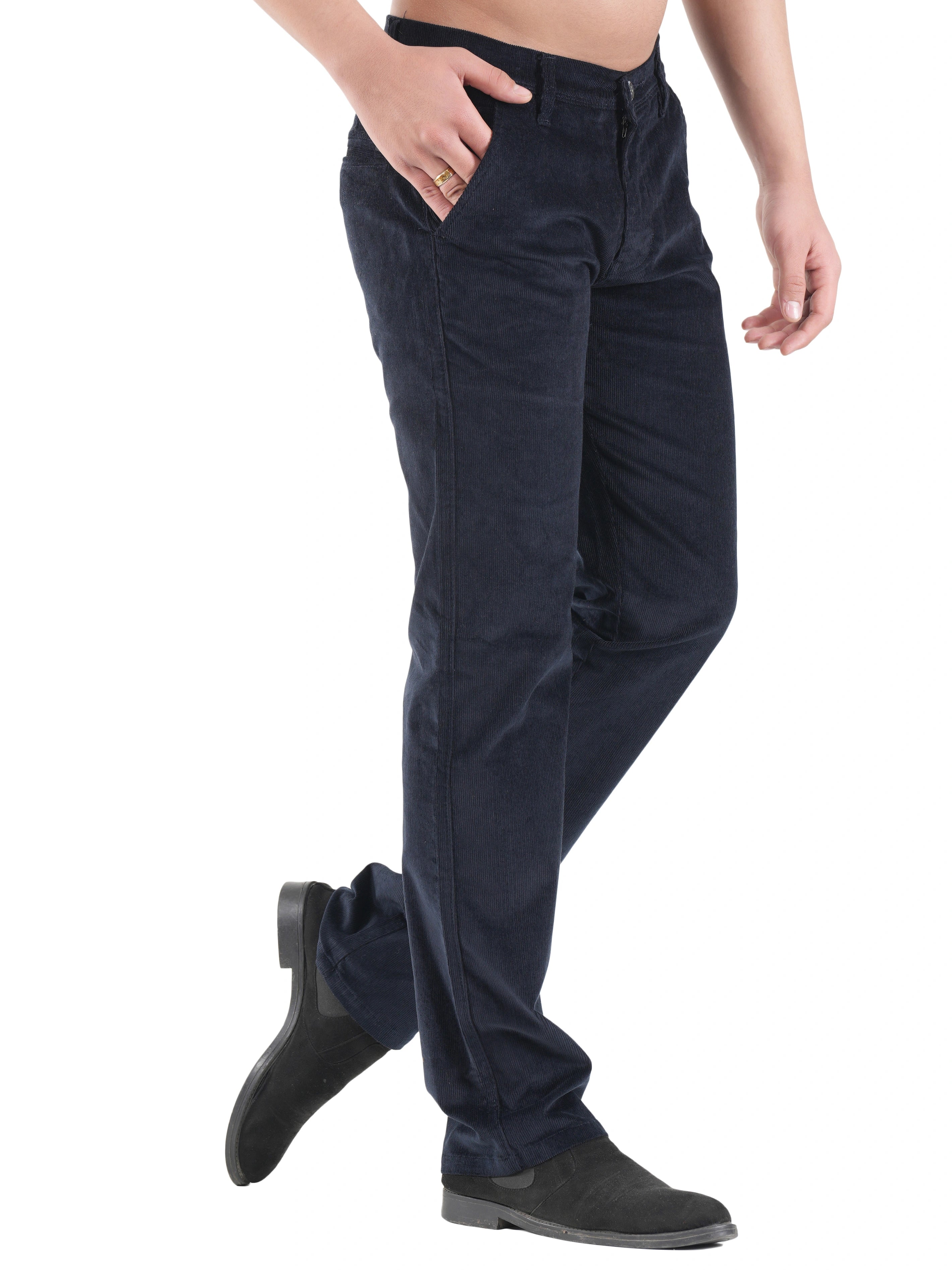 Corduroy Relaxed Fit Stretchable Trouser - Midnight Navy