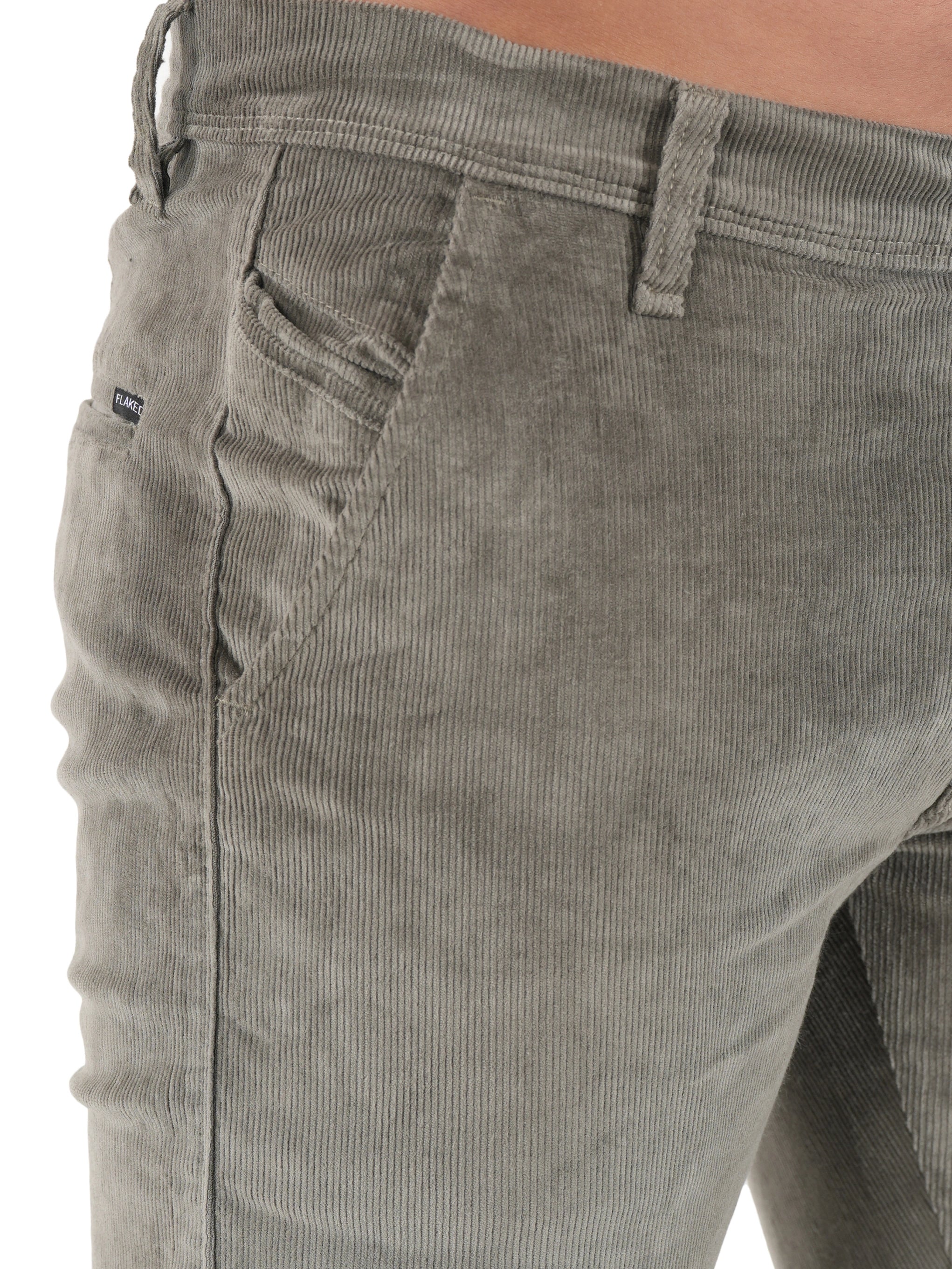 Flaked Corduroy Relaxed Fit Stretchable Trouser - Ash Grey