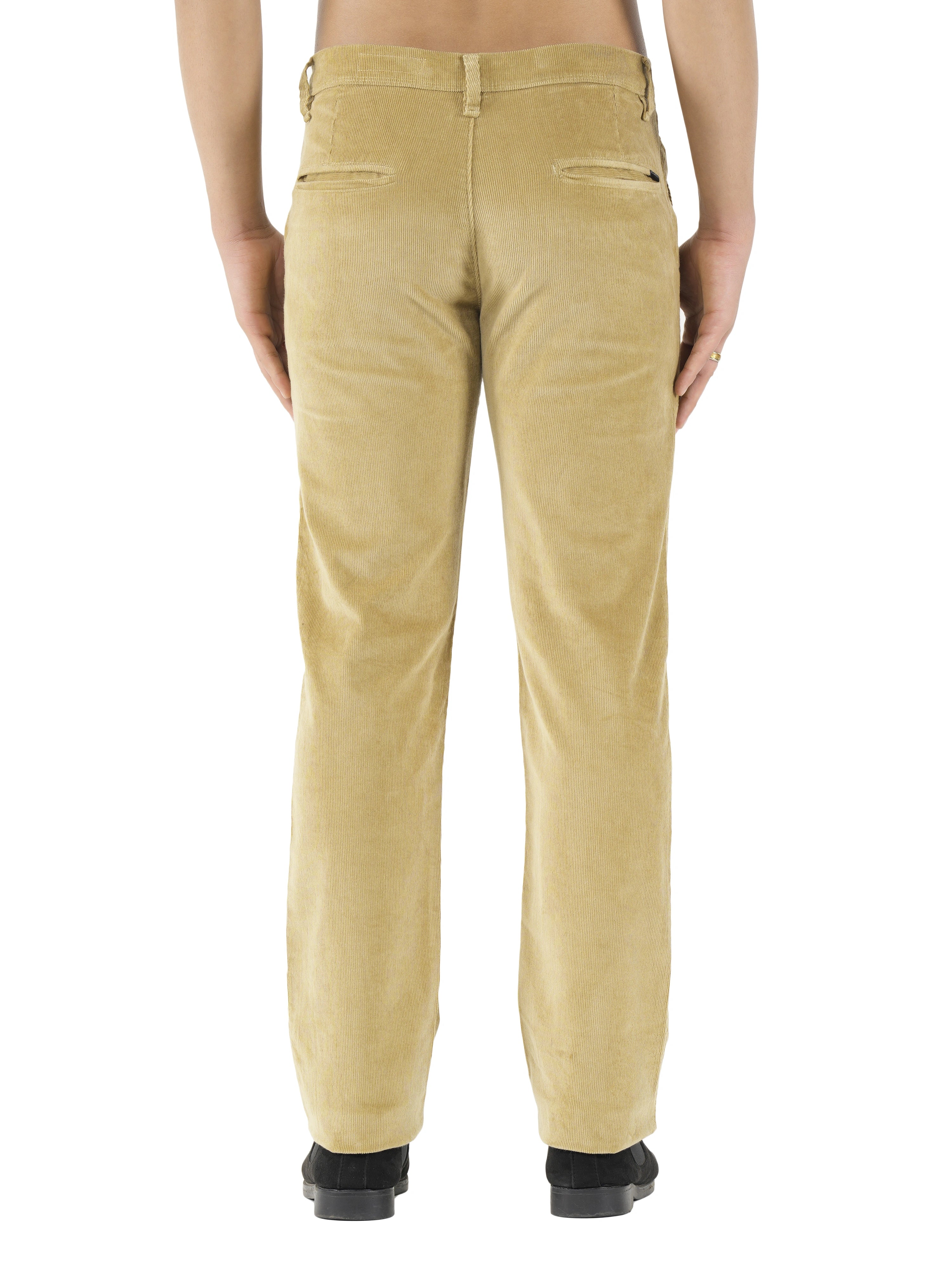 Corduroy Relaxed Fit Stretchable Trouser - Soft Khaki