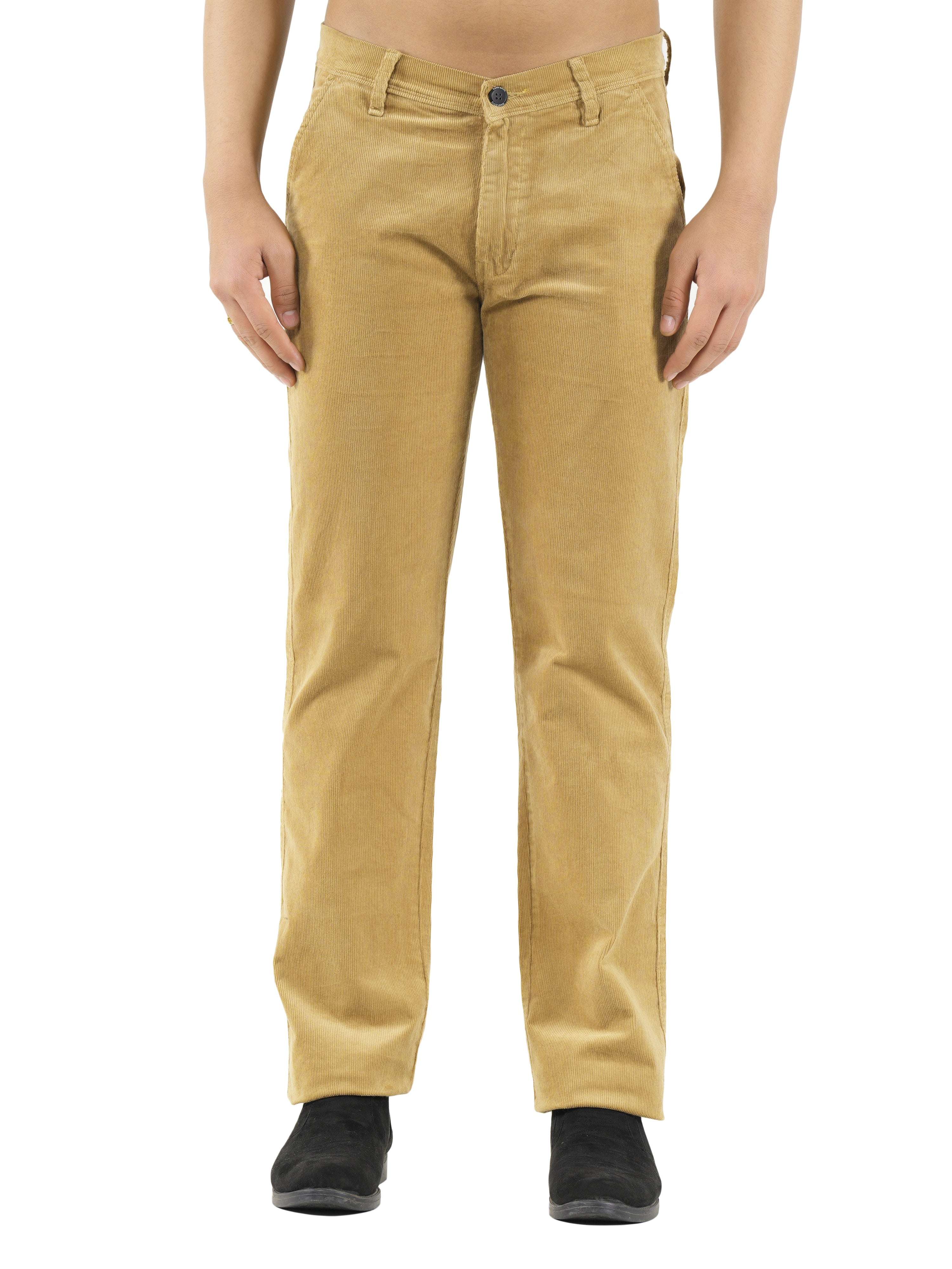Corduroy Relaxed Fit Stretchable Trouser - Caramel Tan