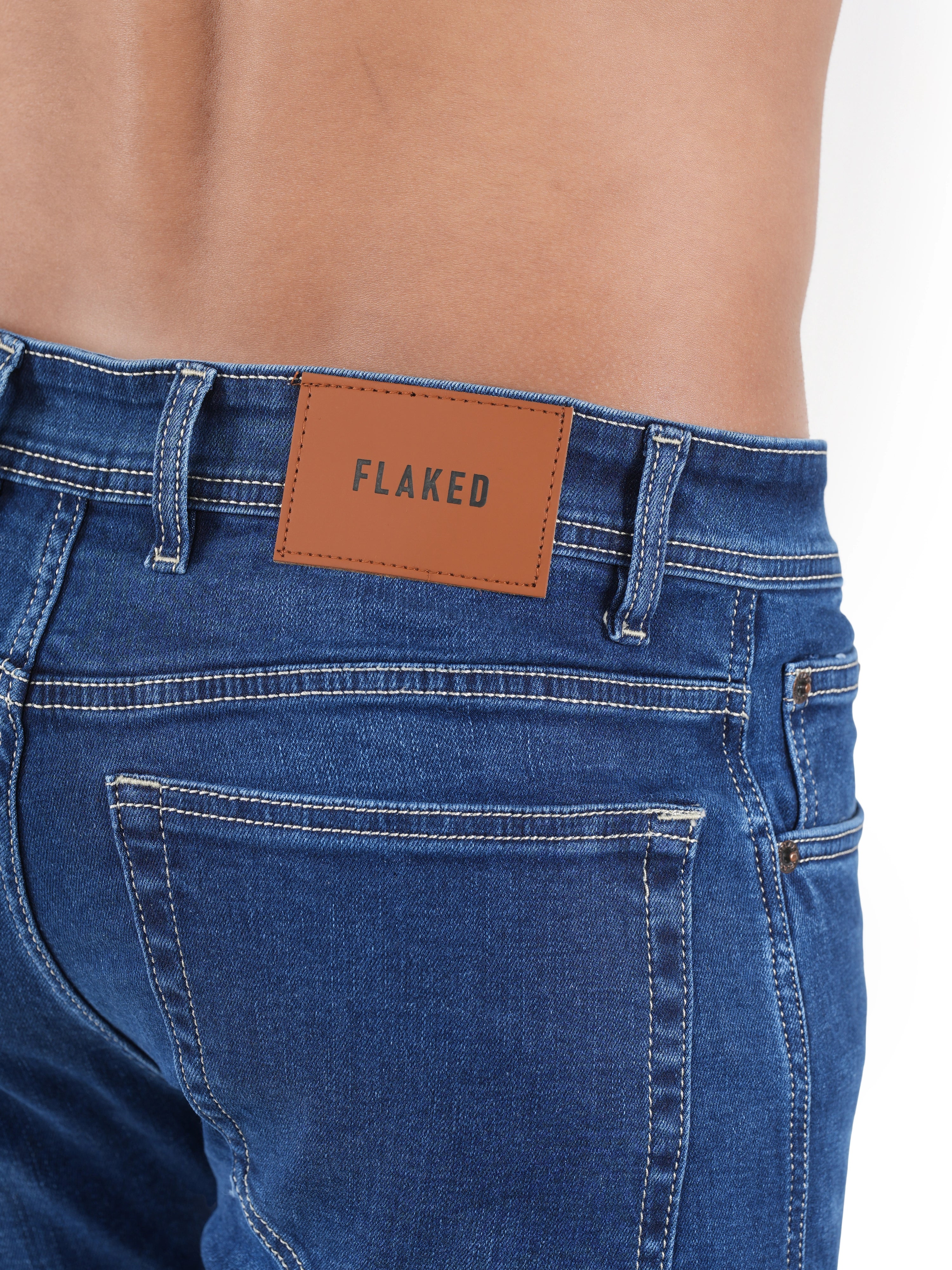 FLAKED Men’s Classic Indigo Straight Fit Stretch Denim Jeans