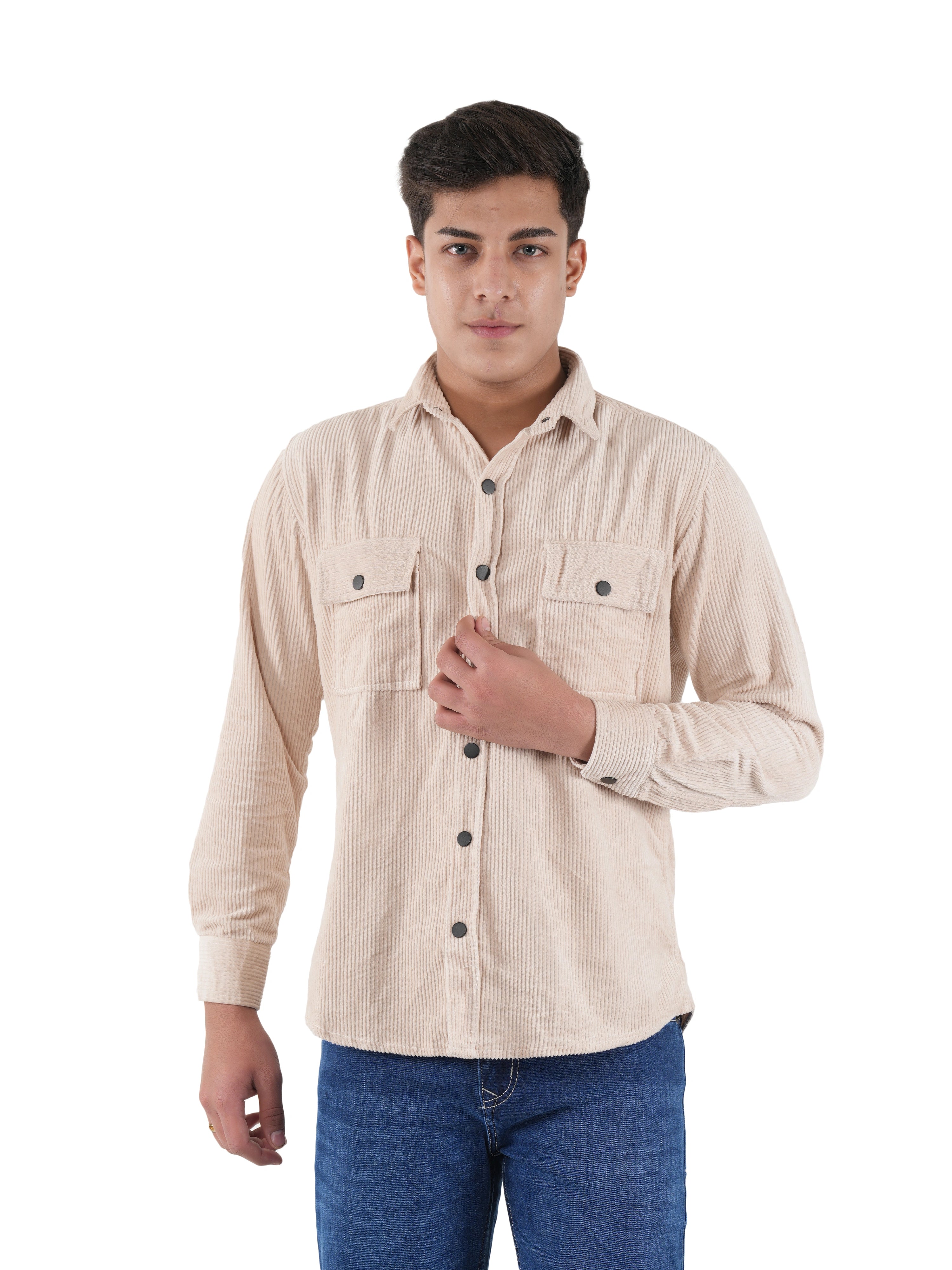 Corduroy Ivory Cream Mid Wale Shirt