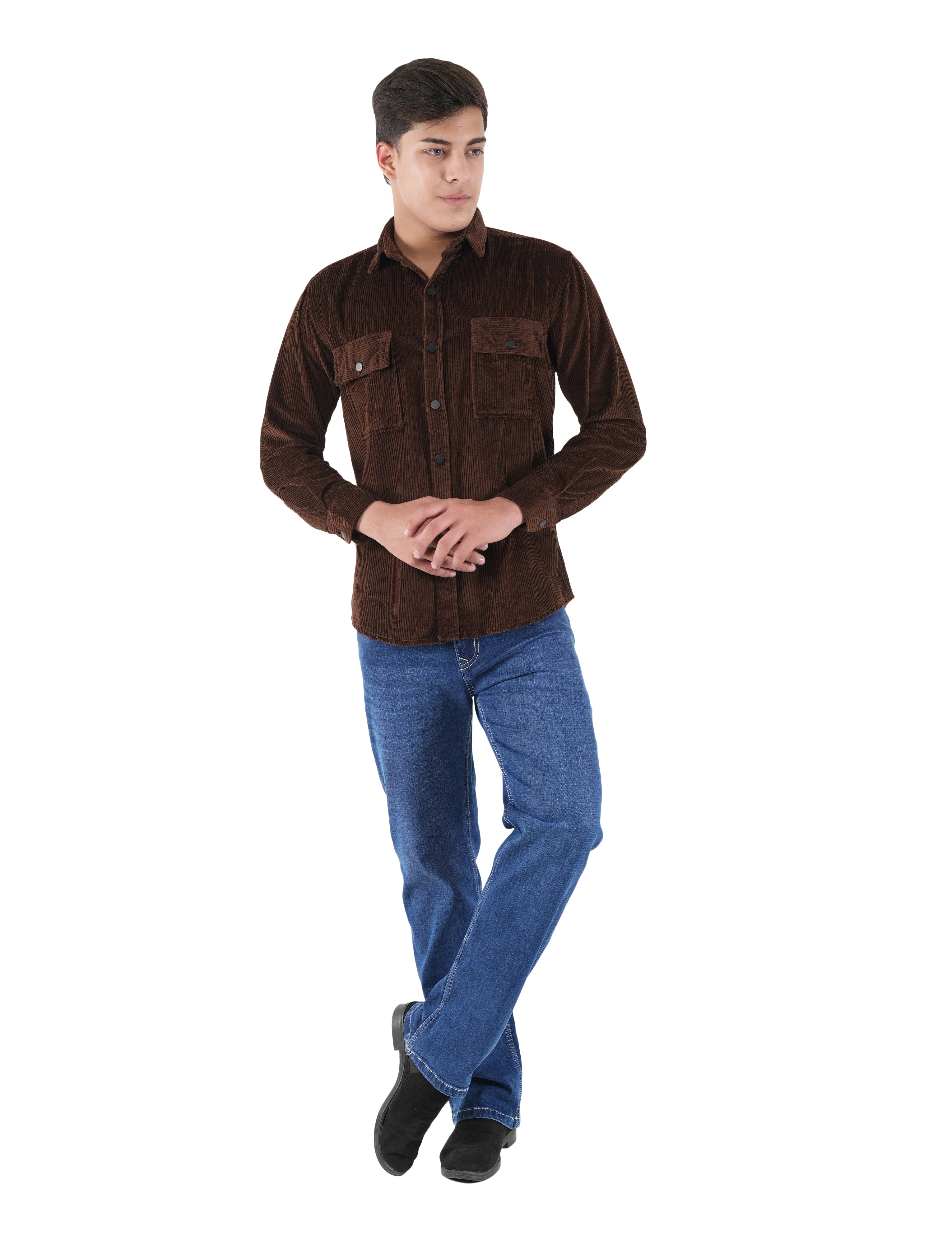 Corduroy Dark Mocha Mid Wale Shirt