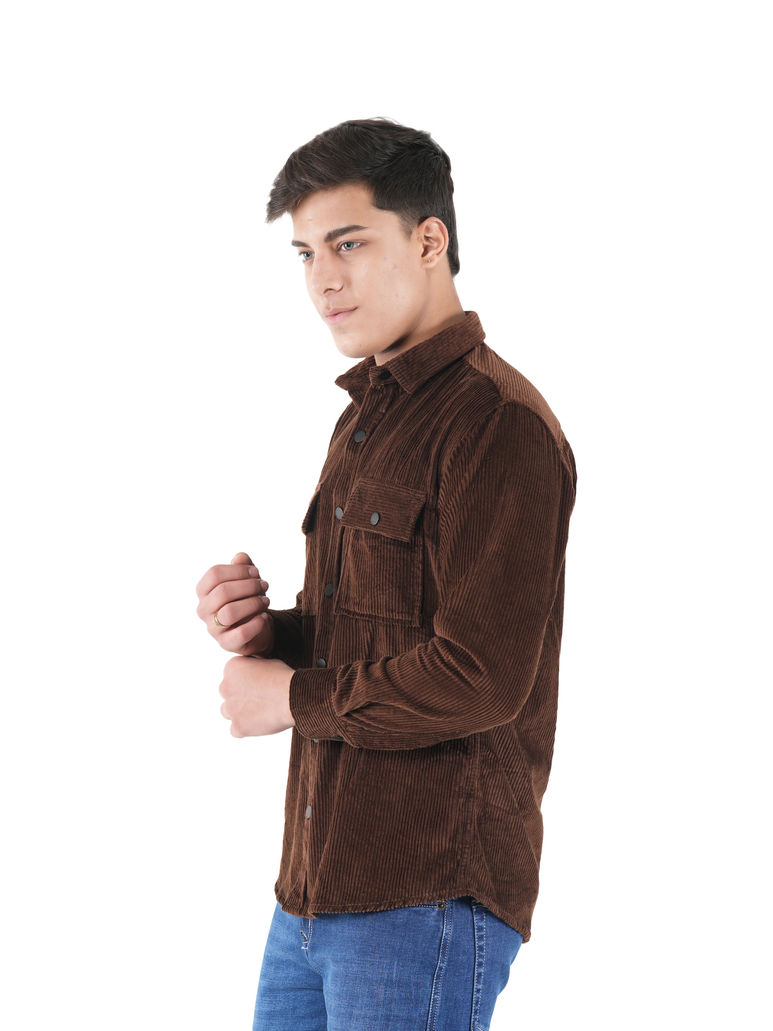 Flaked Corduroy Dark Mocha Mid Wale Shirt