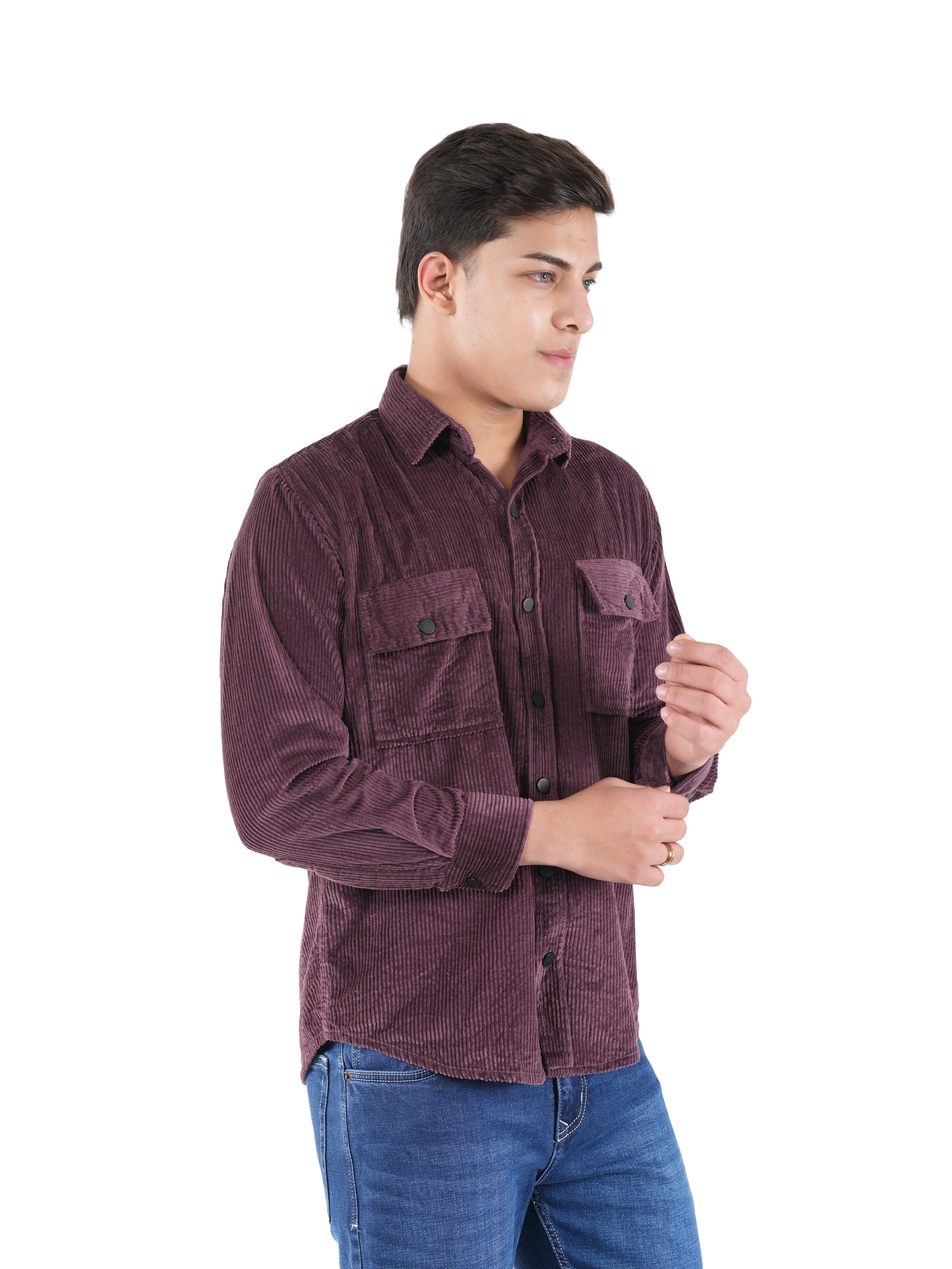 Flaked Corduroy Dusty Plum Mid Wale Shirt