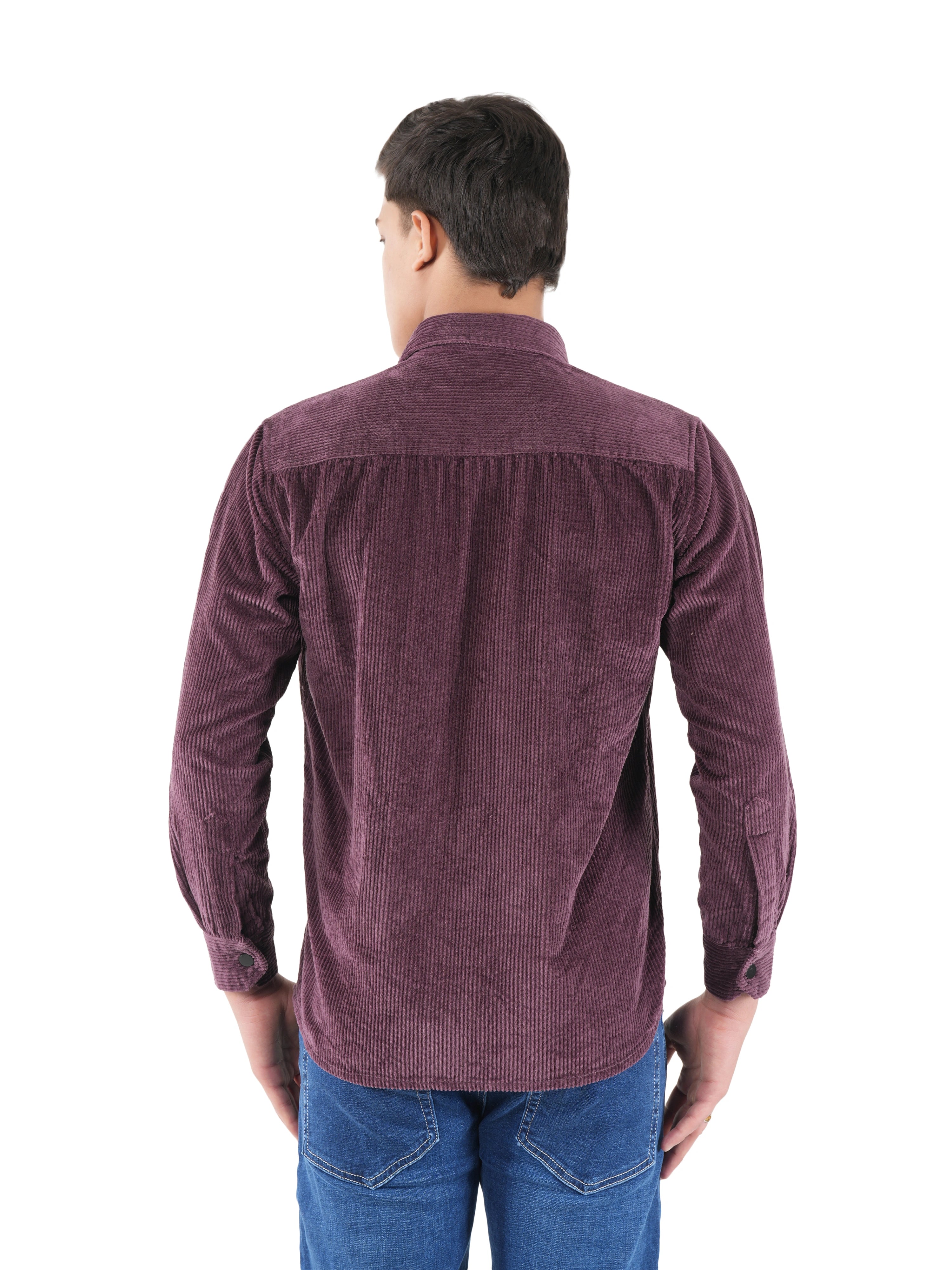 Flaked Corduroy Dusty Plum Mid Wale Shirt