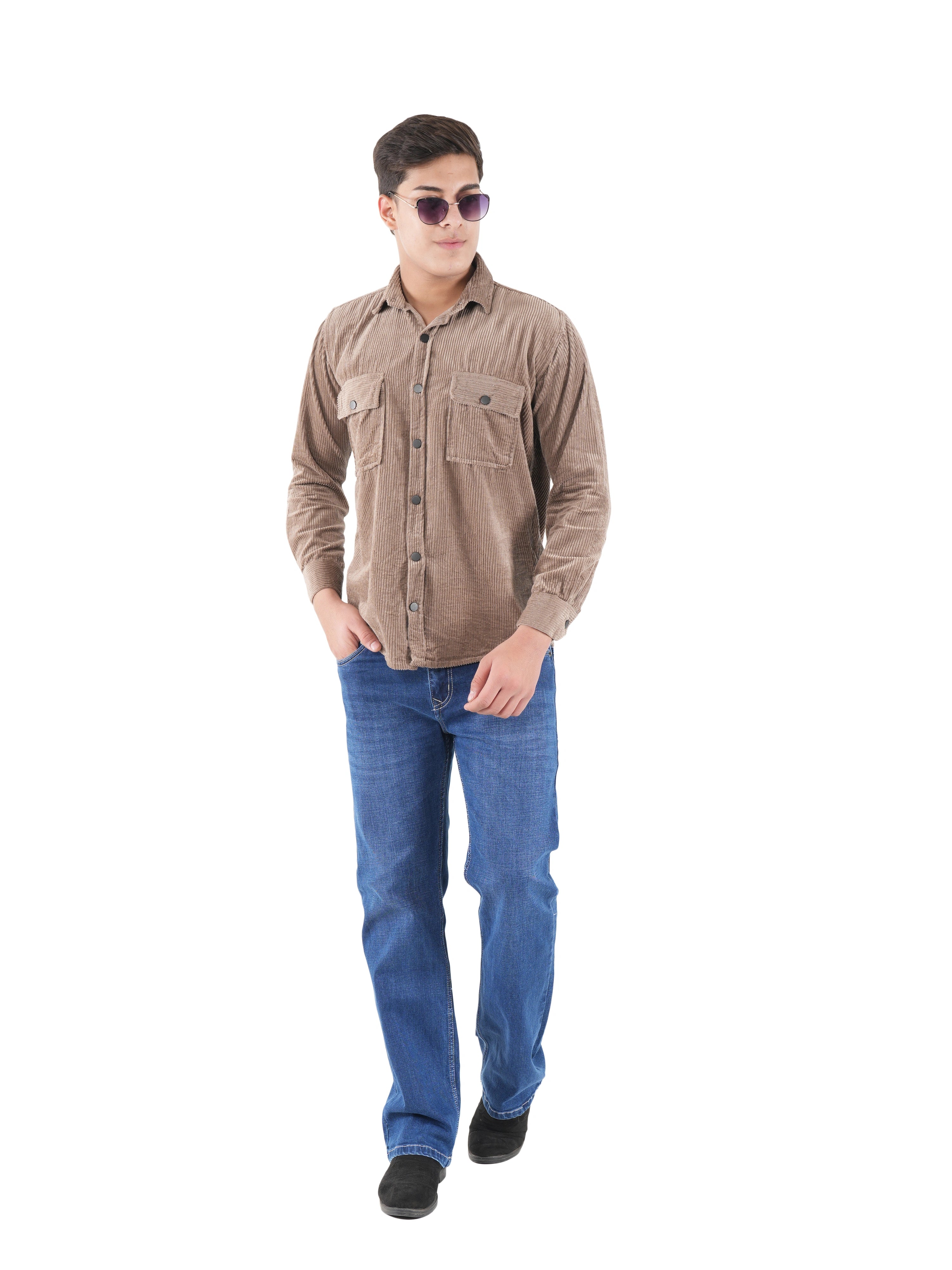 Corduroy Stone Taupe Mid Wale Shirt