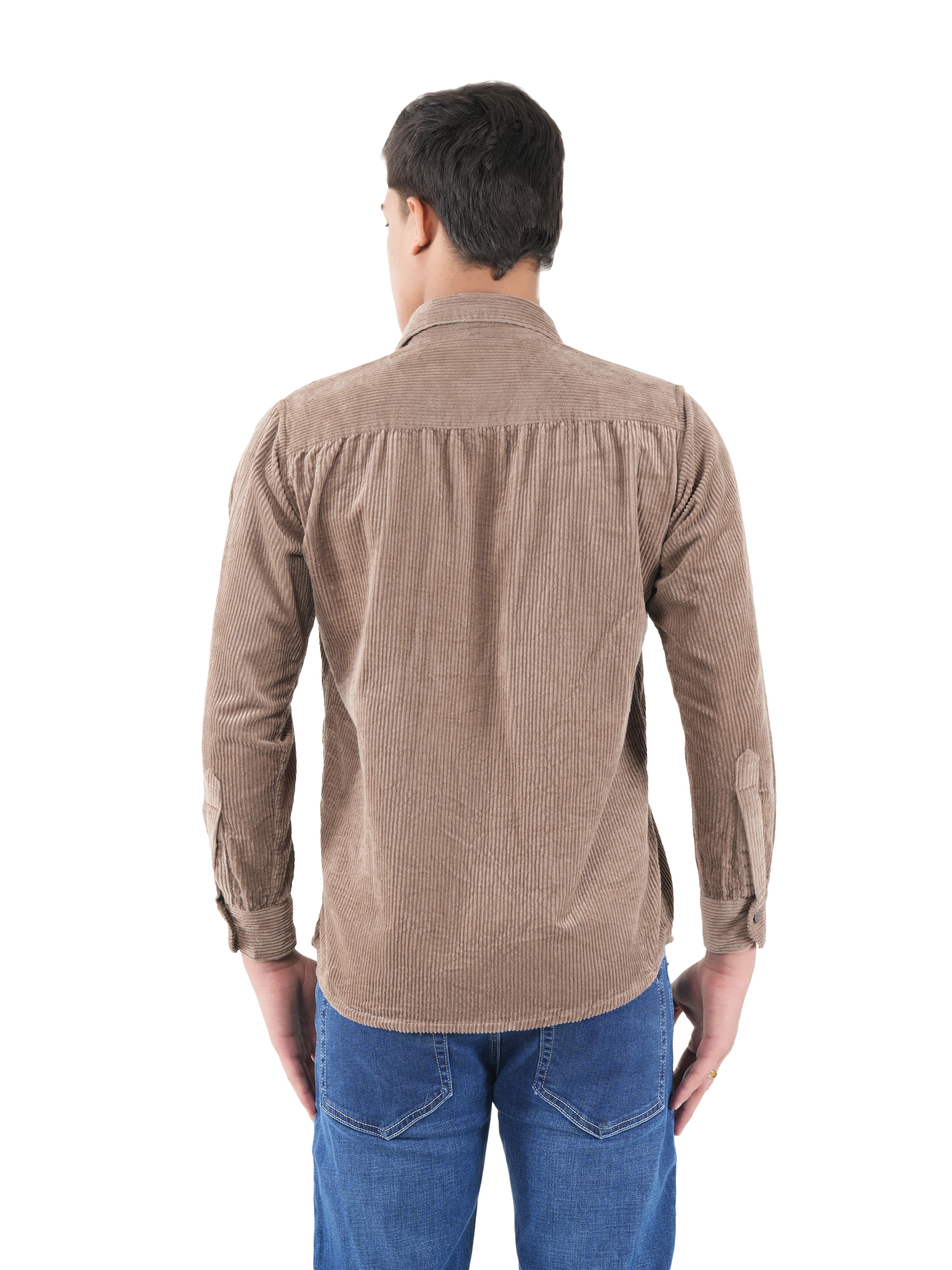 Flaked Corduroy Stone Taupe Mid Wale Shirt