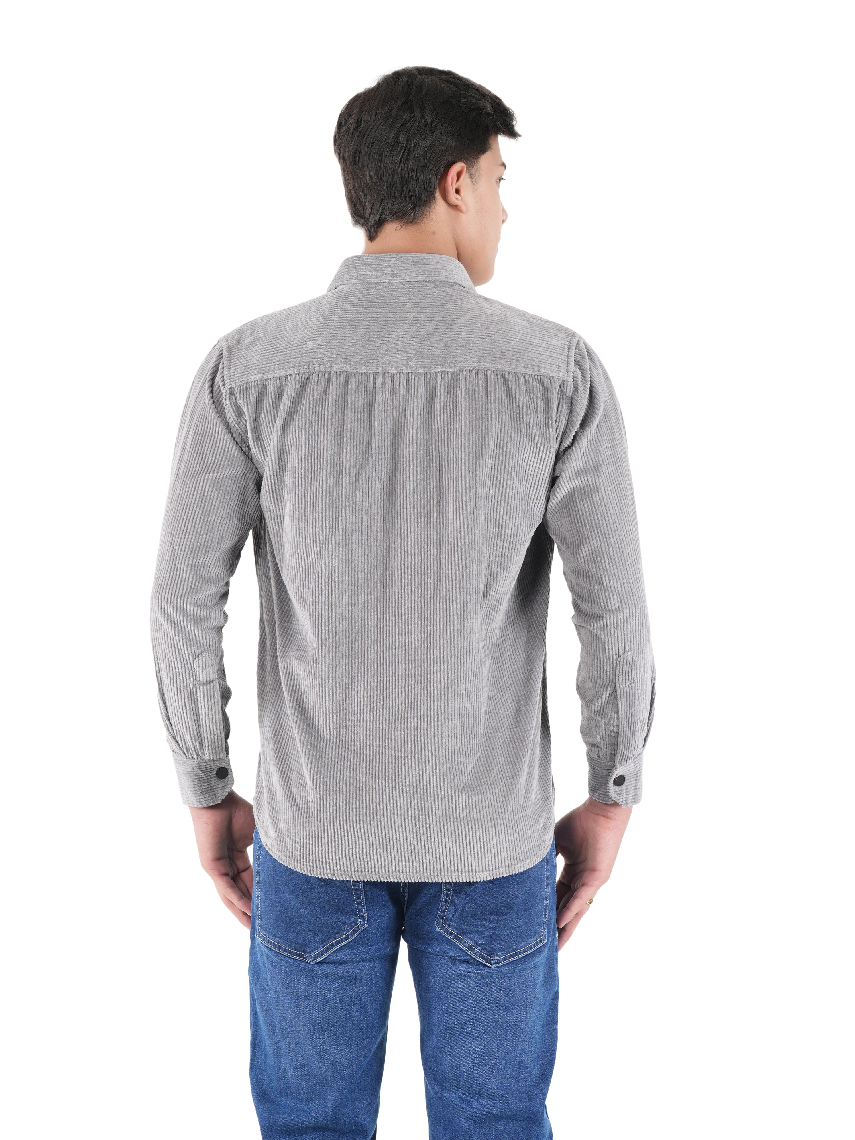 Flaked Corduroy Ash Grey Mid Wale Shirt