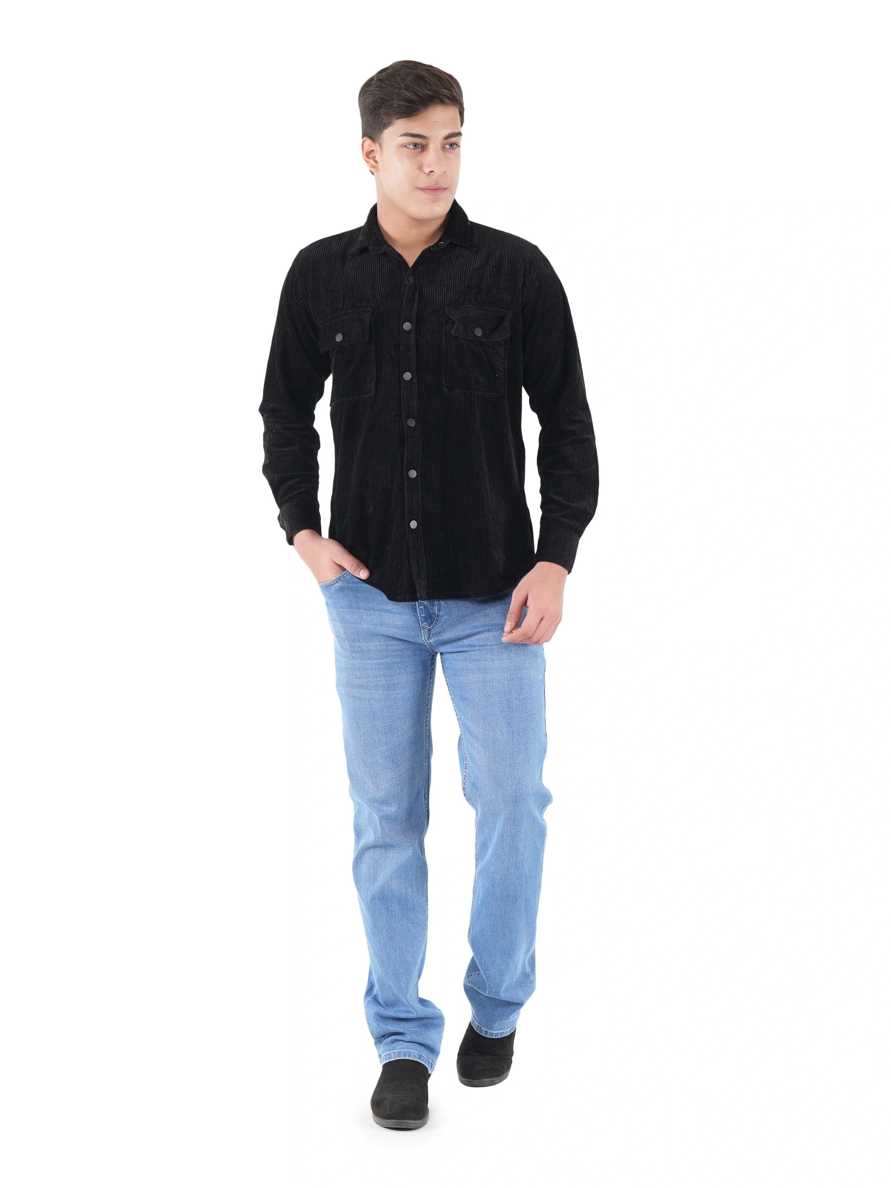 Corduroy Midnight Black Mid Wale Shirt